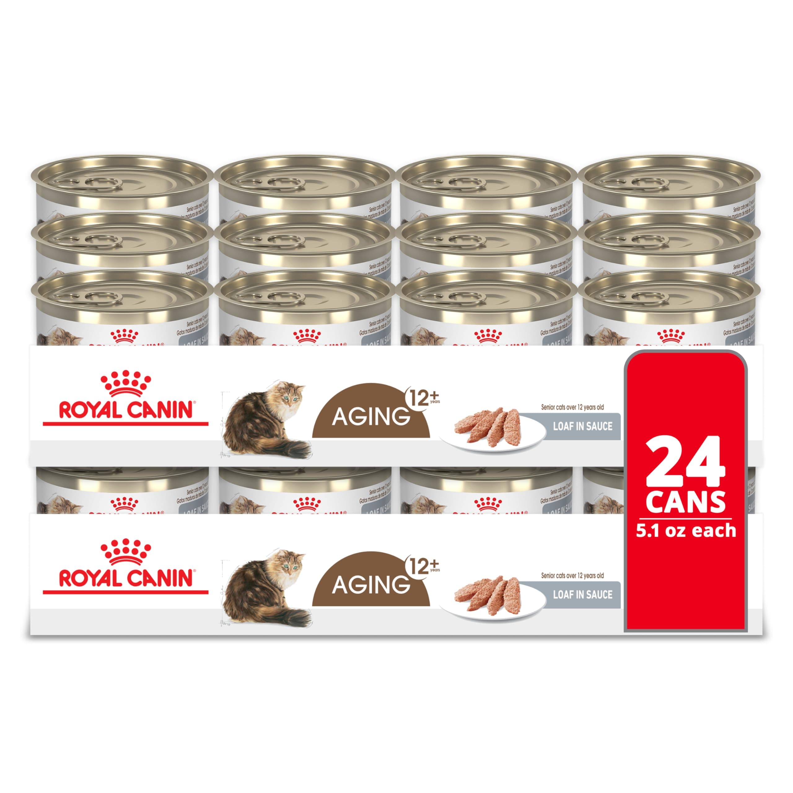 Royal Canin Feline Health Nutrition Aging 12+ Senior Loaf in Sauce Cat Food, 5.1 oz (Pack of 24)