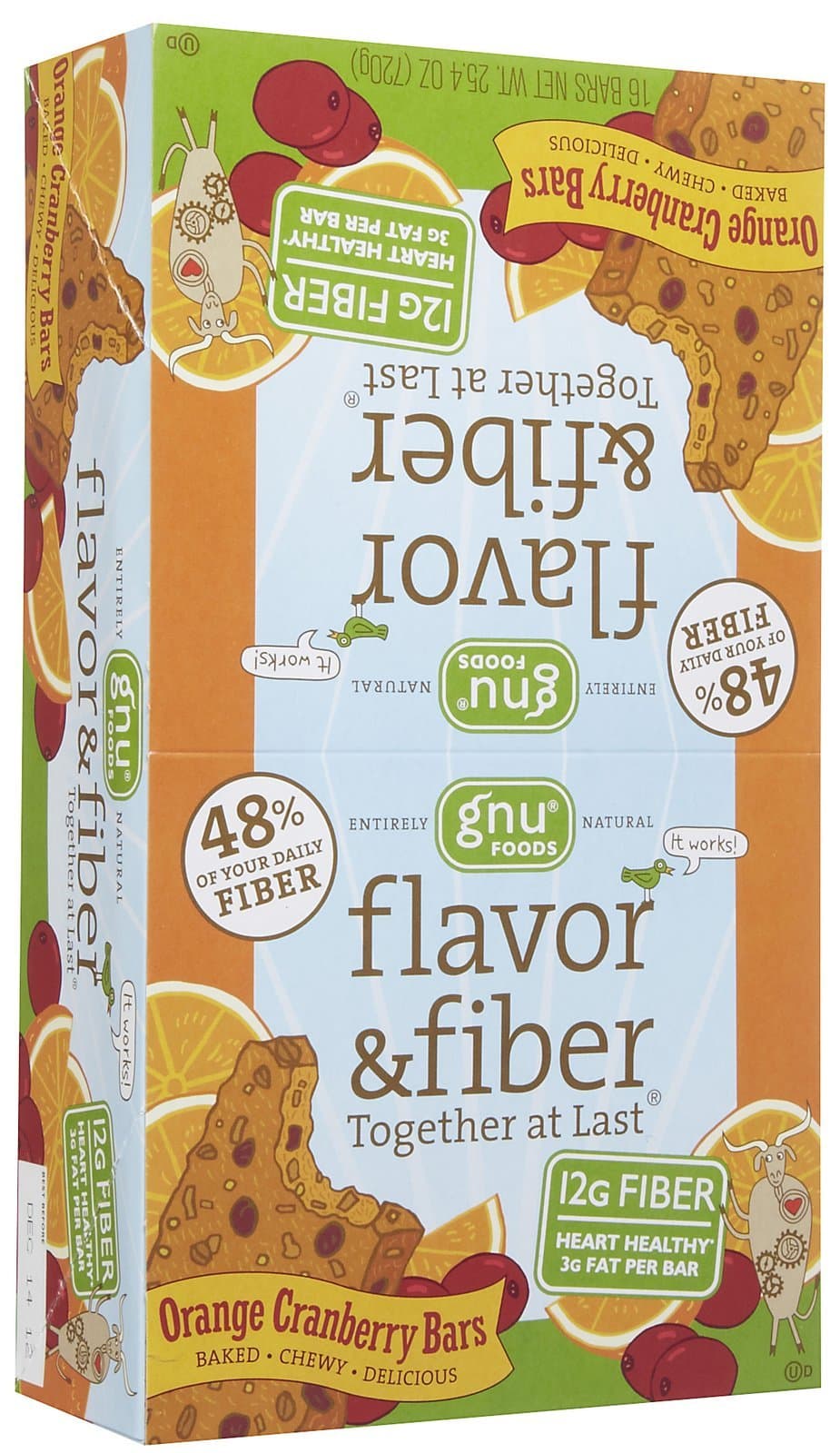 NuGo Fiber d'Lish Bars - Orange Cranberry - 1.6 oz - 16 ct