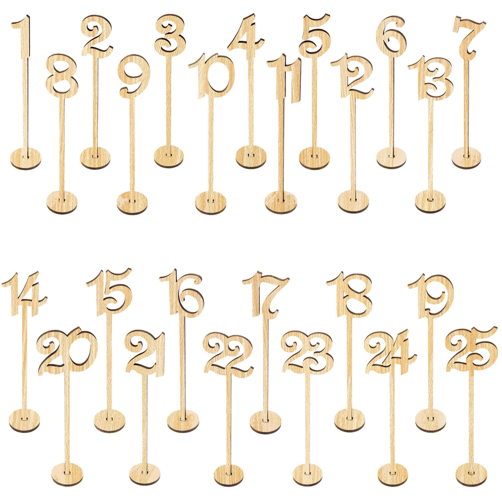 Merry Expressions Table Numbers, Wedding Table Numbers 1-25, Each Number is 13.5 inch Wooden Numbers For Receptions, Weddings & Restaurants Commercial Grade