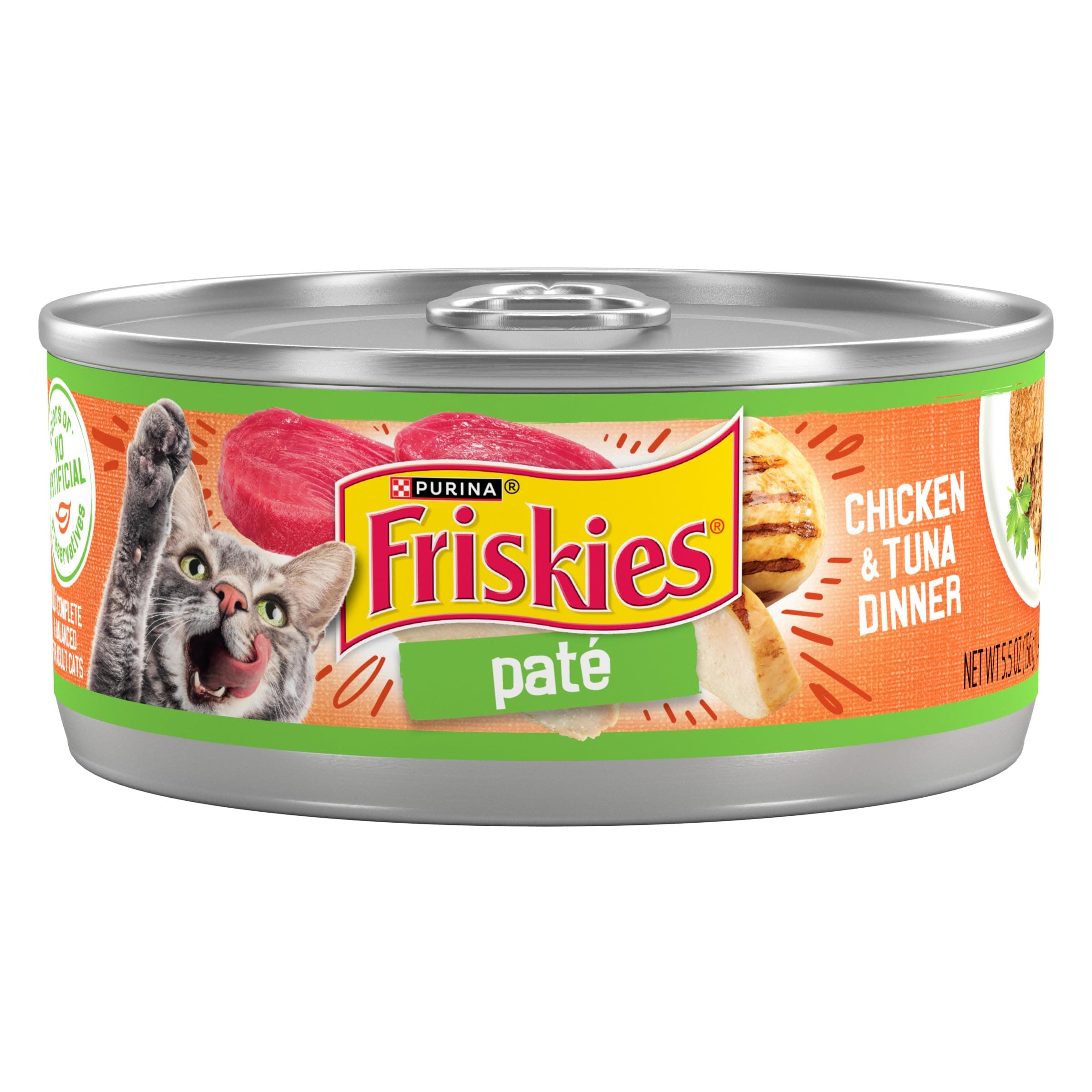 Purina Friskies Wet Cat Food Pate, Chicken and Tuna Dinner - (Pack of 24) 5.5 oz. Cans