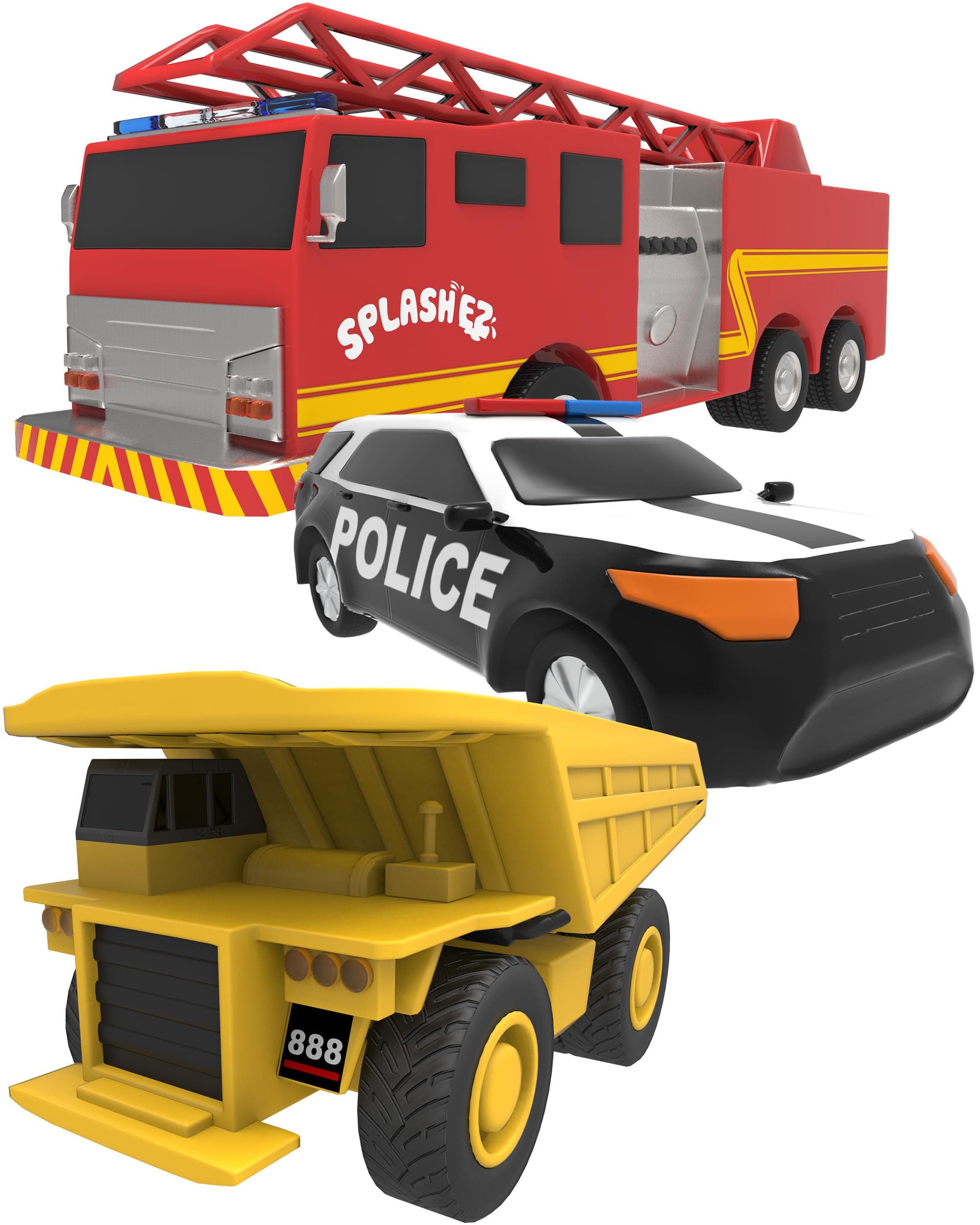 SplashEZ Mold Free Baby Bath Toys, No Hole Bath Toys for Toddlers, Bathtub Cars Set for Kids Ages 1-3, No Mold Floating Water Vehicles Set for Pool, BPA-Free, Safe, Fun, Infant Ages 1 3 6 12 18 Months