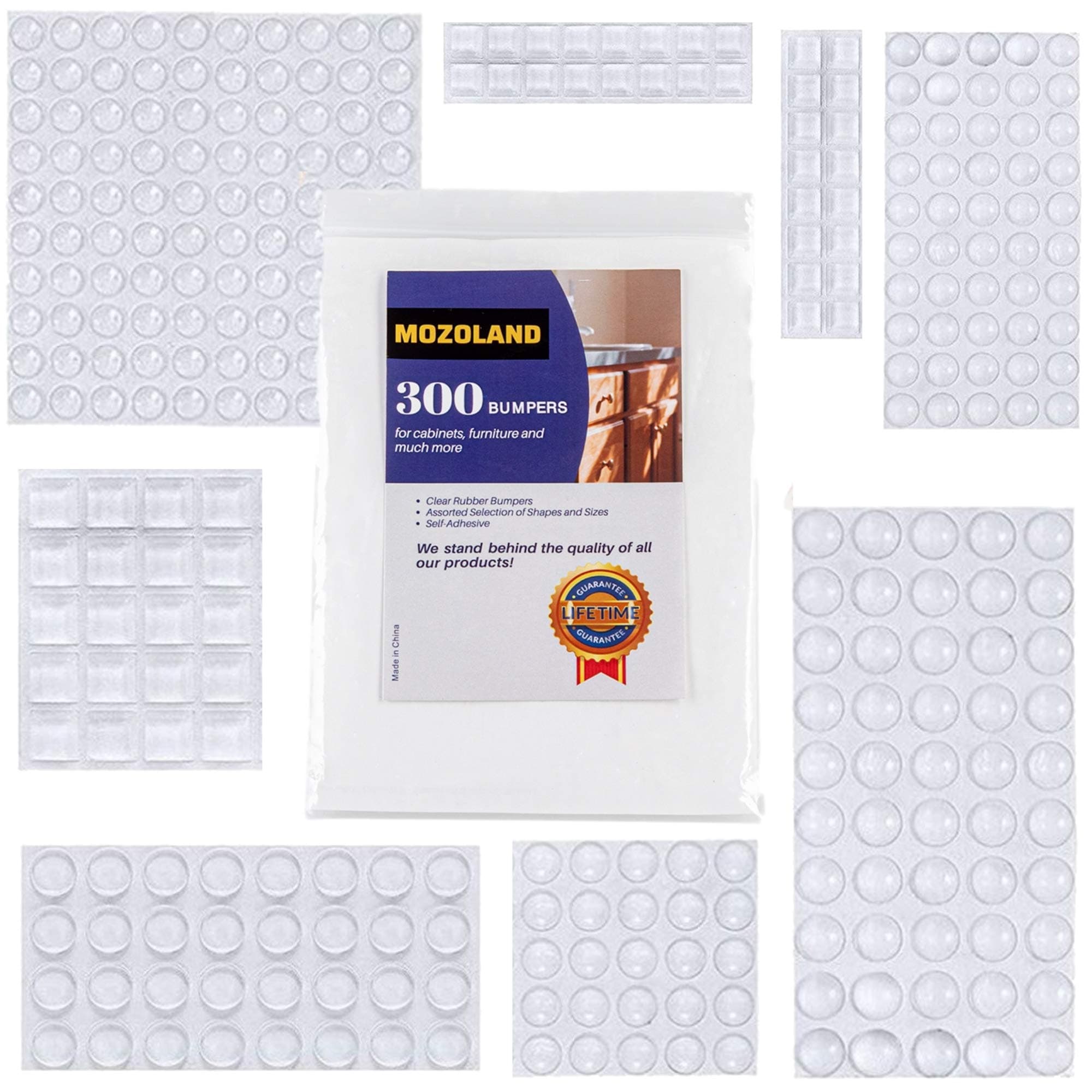 Clear Rubber Feet Bumpers Pads 300 Pieces Self Adhesive Transparent Stick Bumper Noise Dampening Buffer Bumpers for Door Drawer Self Stick Cabinet-MOZOLAND