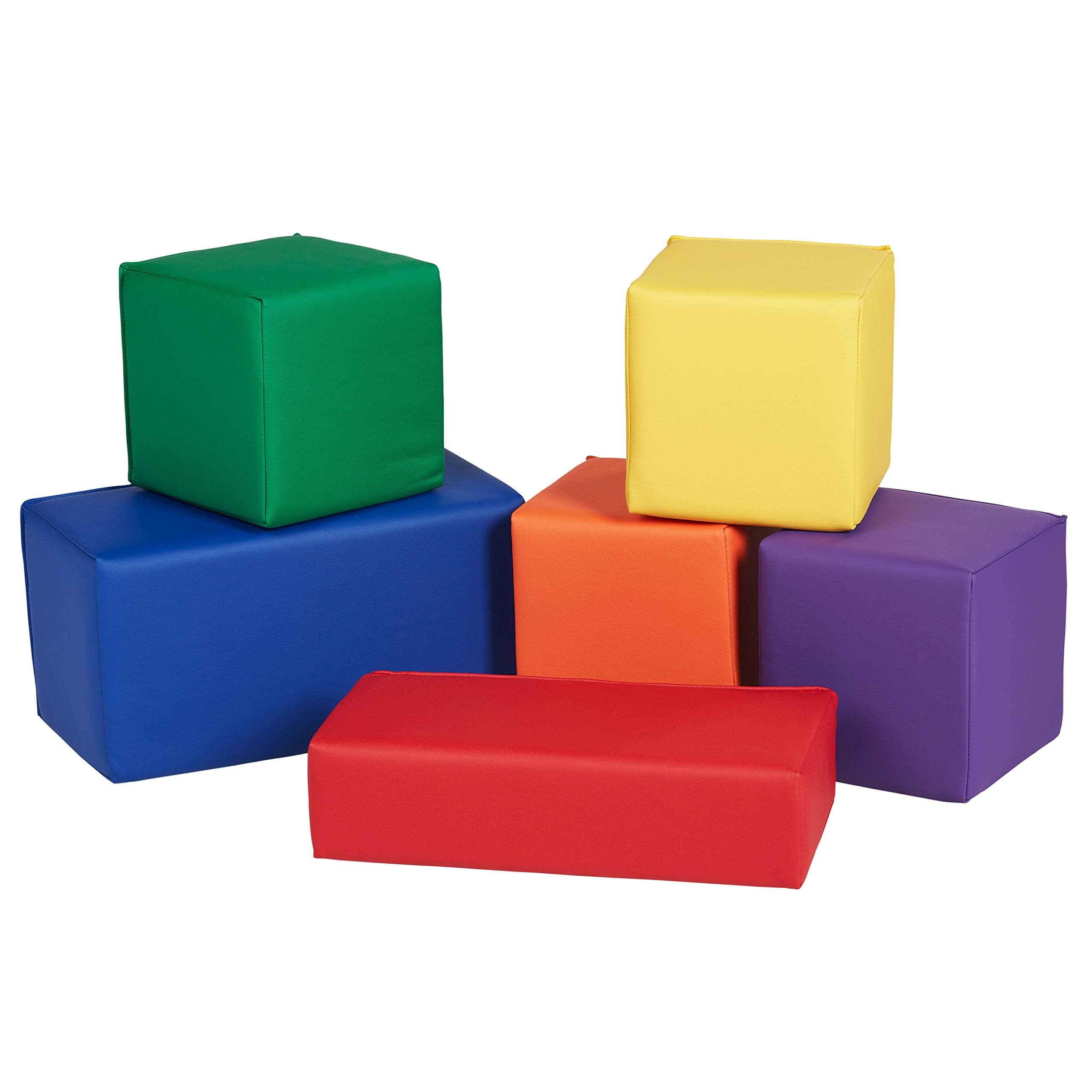 FDP SoftScape Stack-a-Block Big Foam Construction Building Blocks, Soft Play Set for Toddlers and Kids (6-Piece Set) - Assorted