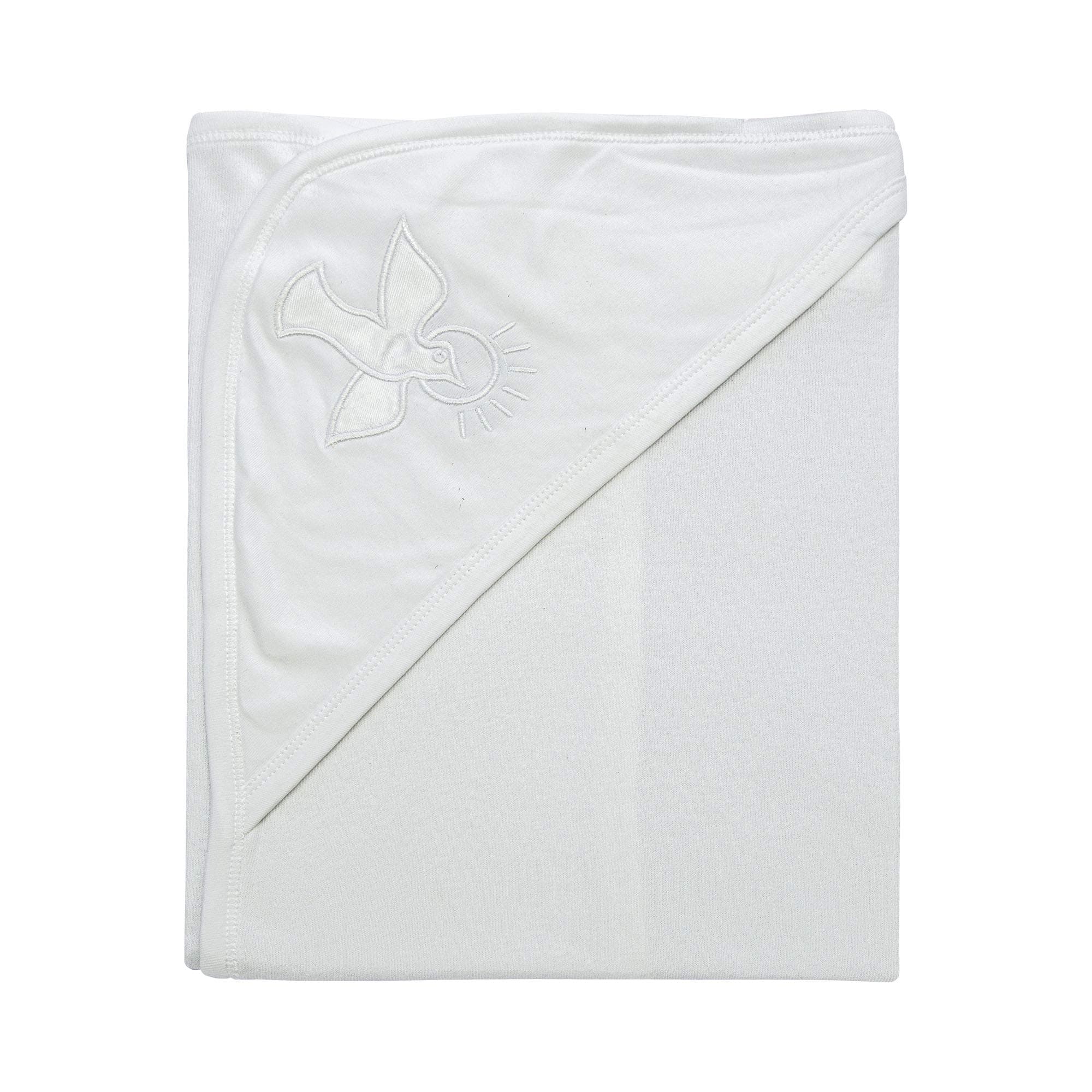 SkinCo Baptism/Christening Hooded Towel,100% Bio Washed Combed Cotton (White)