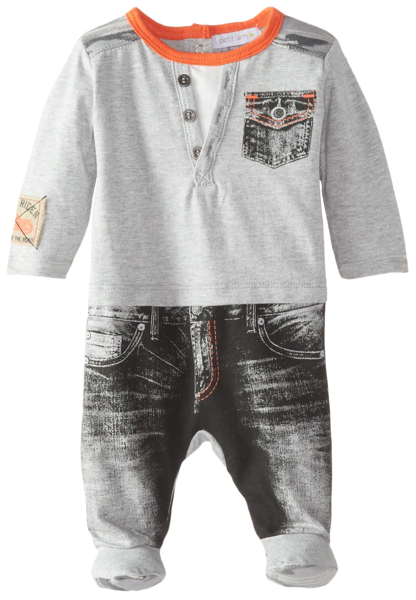 Petit LemBaby Boys' Newborn Denim Biker Sleeper