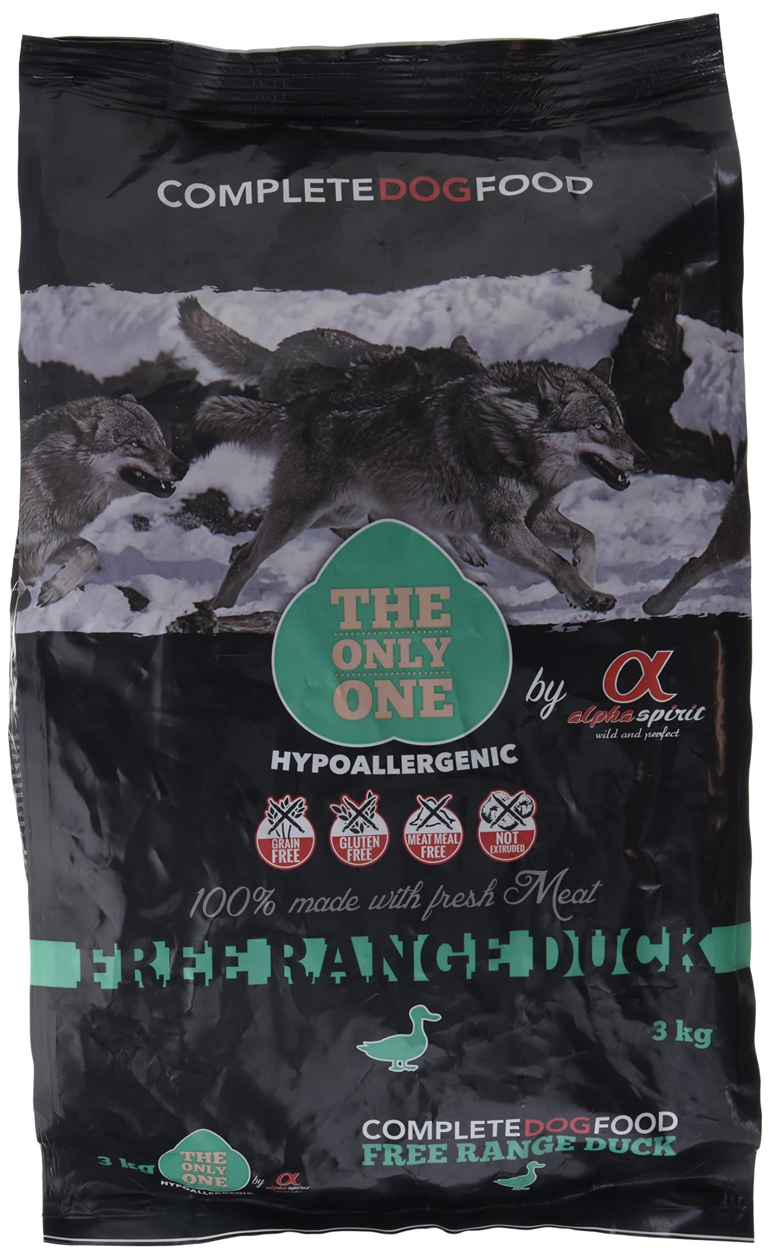 Alpha spirit Food Complete Dry Only Duck Hypoallergenic for Adult Dogs – 3000 GR