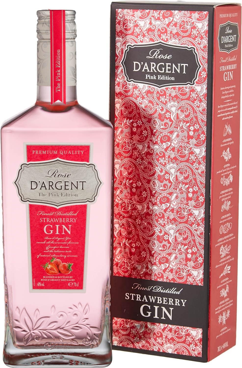 Strawberry Gin Gift Set - Finest Distilled - in Gift Box - Spirits 40% ABV (1 x 0.70 L)