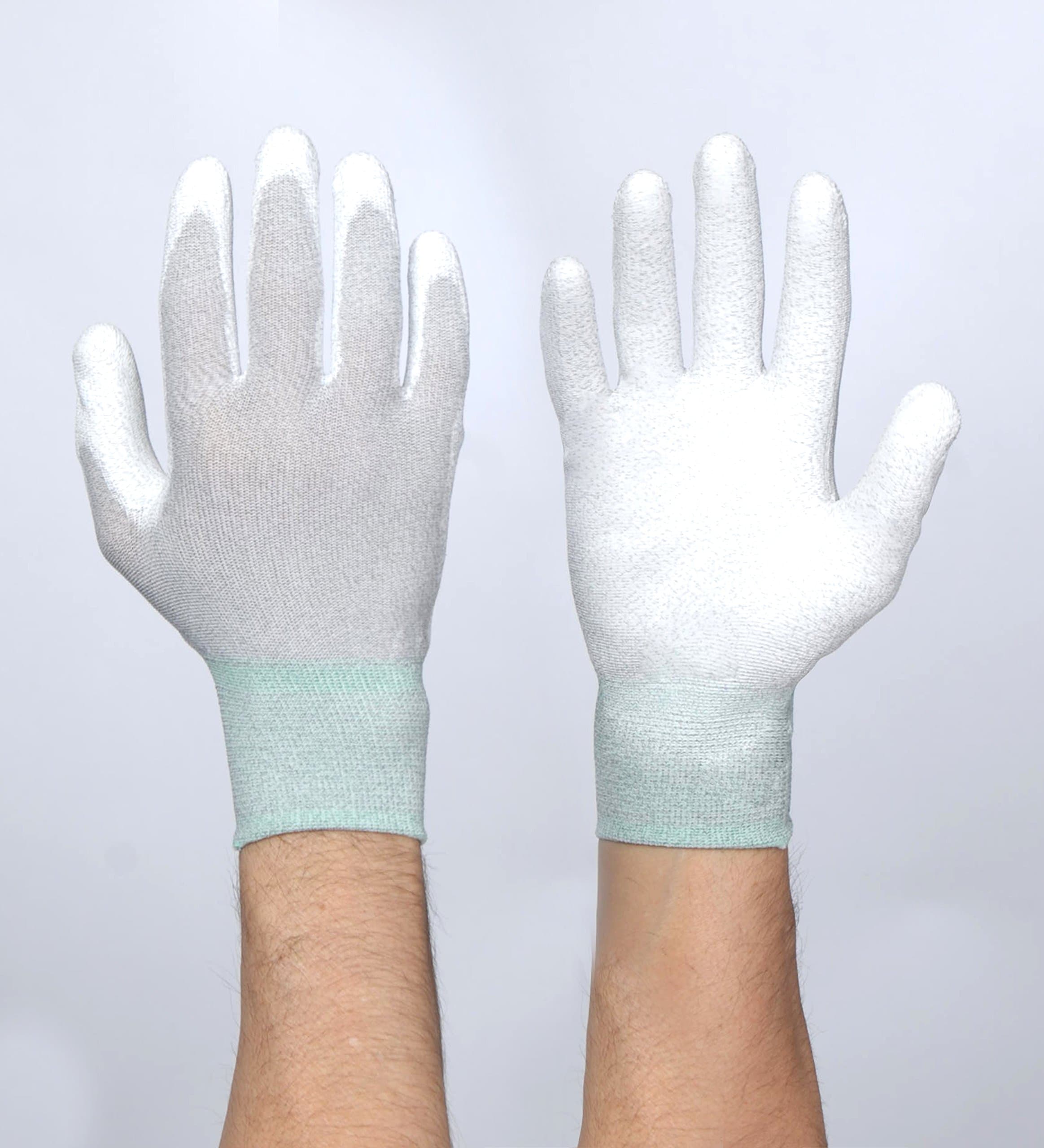 100 pairs ESD Anti-Static and Anti-Skid Gloves With White Nitrile Coated Palms, High Resistance for PC, Electronic, Phone, Repair(Size:M)