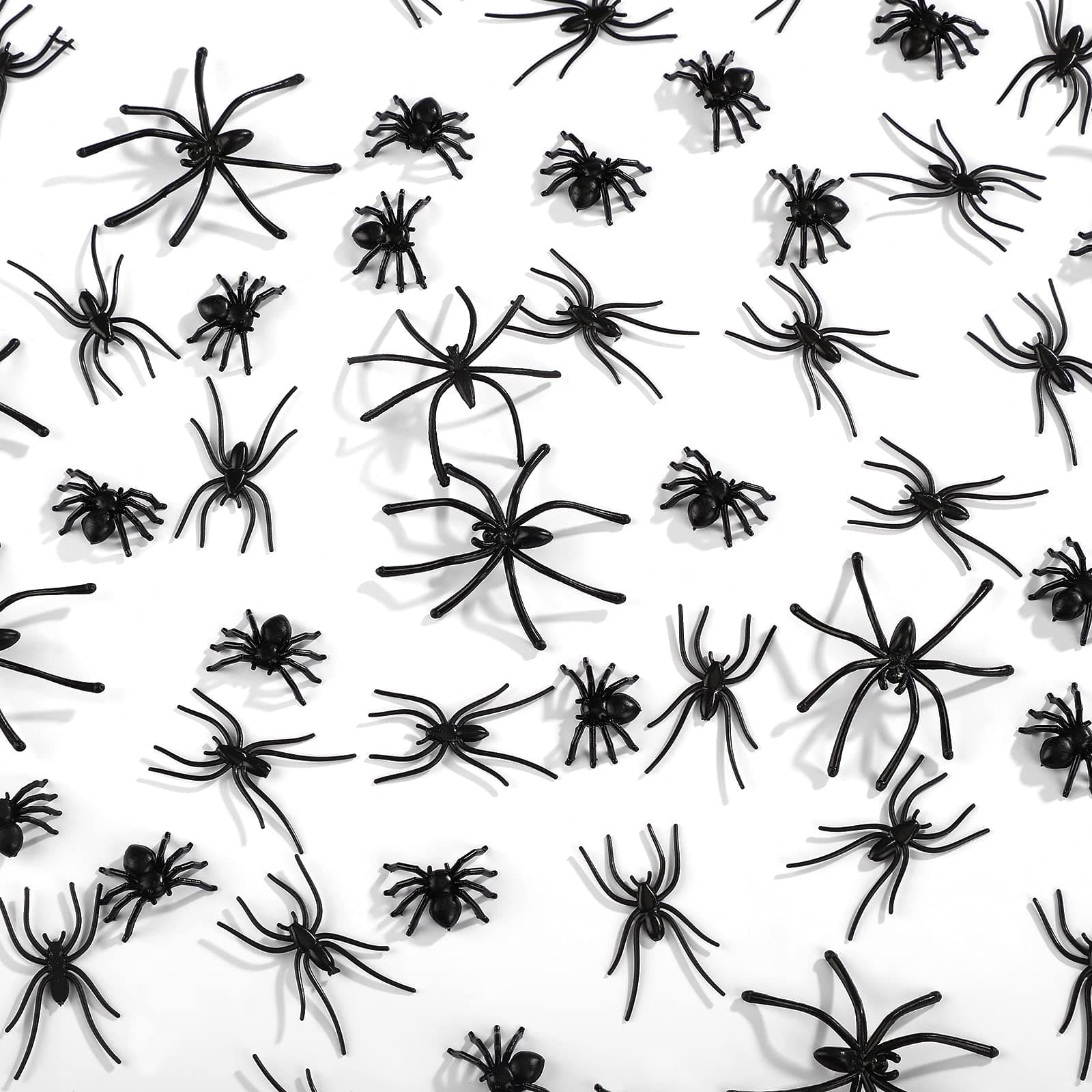 Civaner 120 Pieces Plastic Spiders Halloween Realistic Fake Black Plastic Spiders 3 Sizes Tiny Small Terror Prank Props for Home and Party Decorations