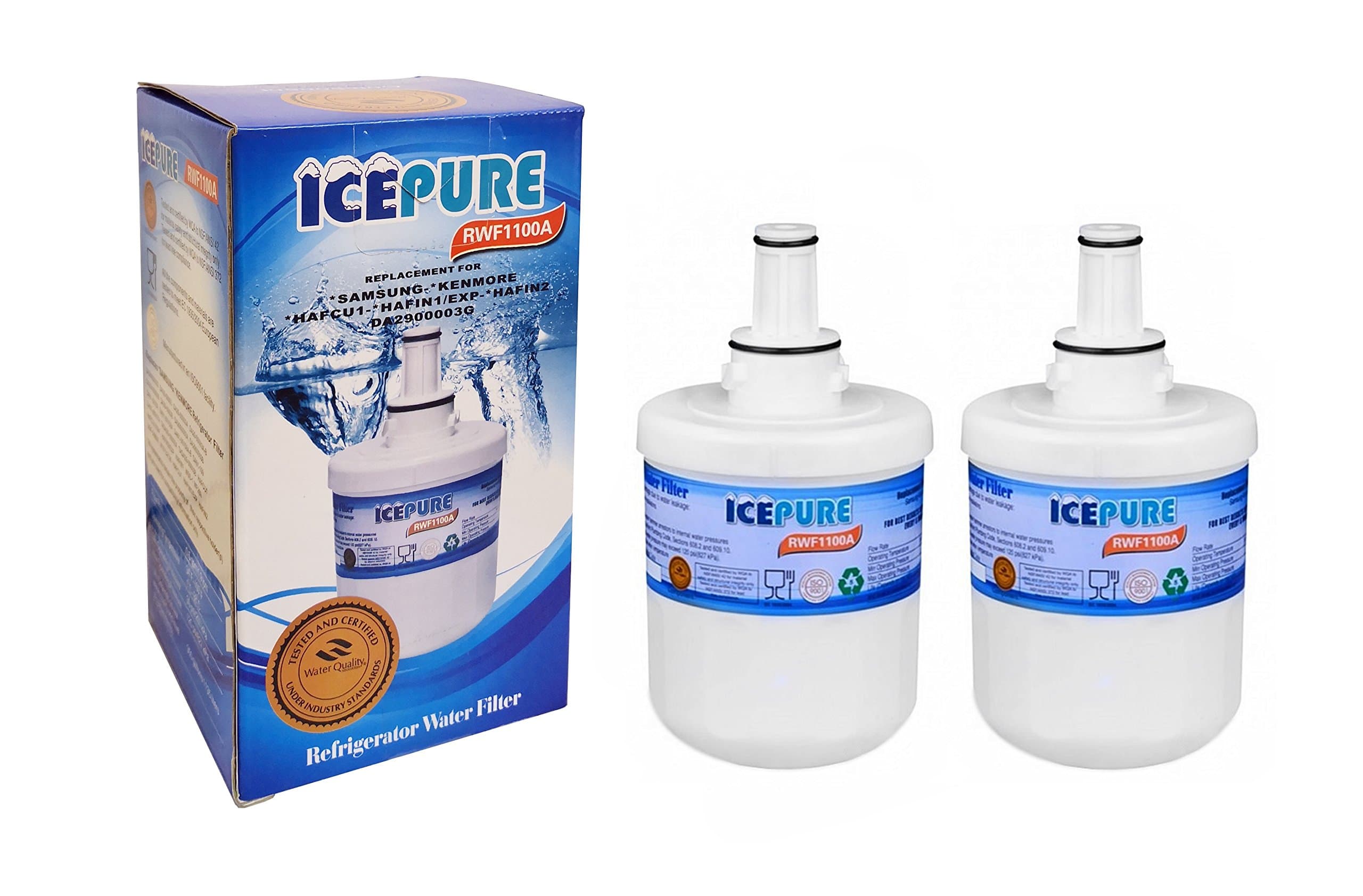 2 Pack Samsung DA2900003F Aqua Pure Plus Replacement Refrigerator Filter by IcePure RWF1100 A
