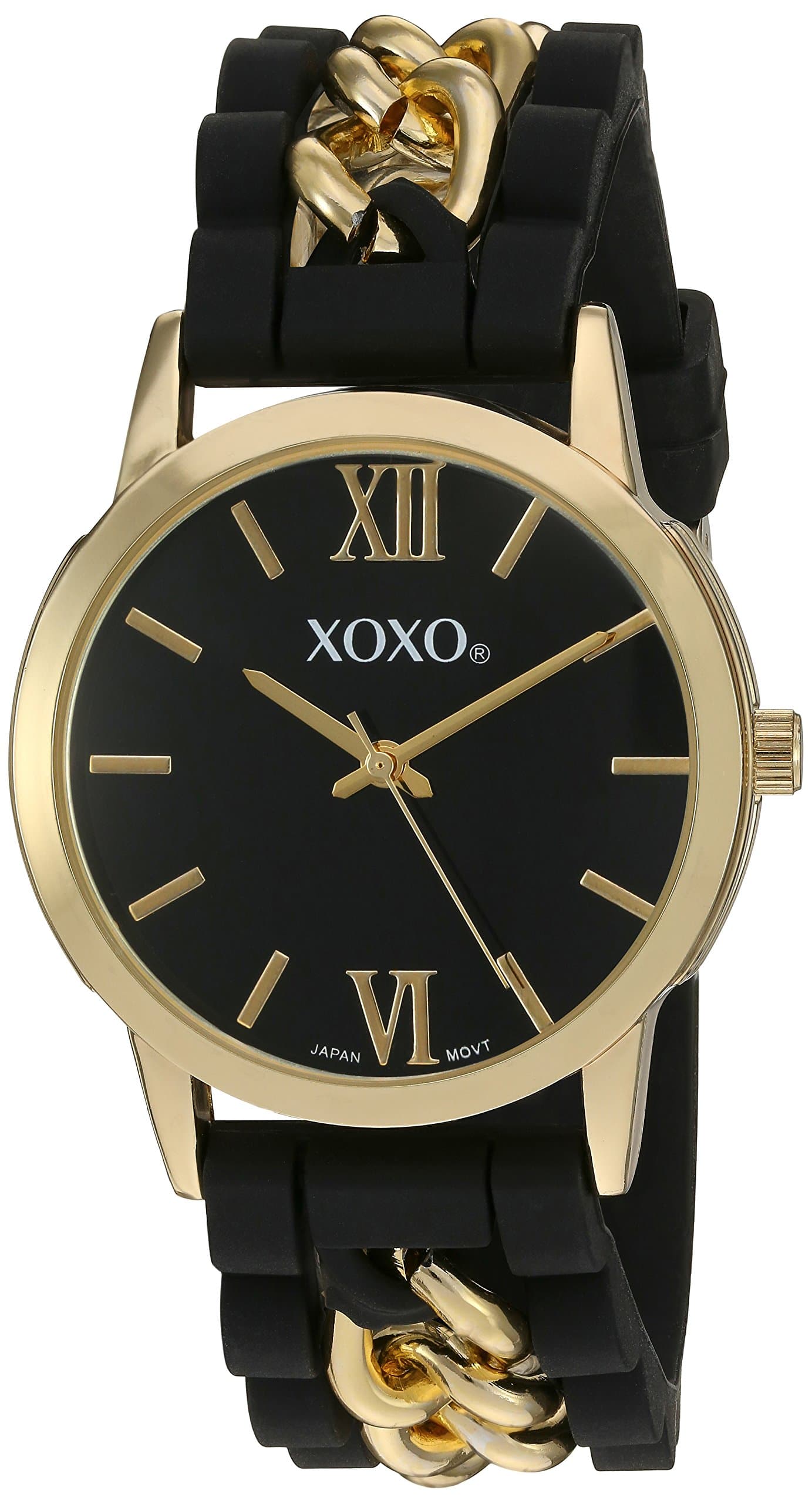 XOXO Womens Black Quartz Watch, Analog Display and Rubber Strap XO8101
