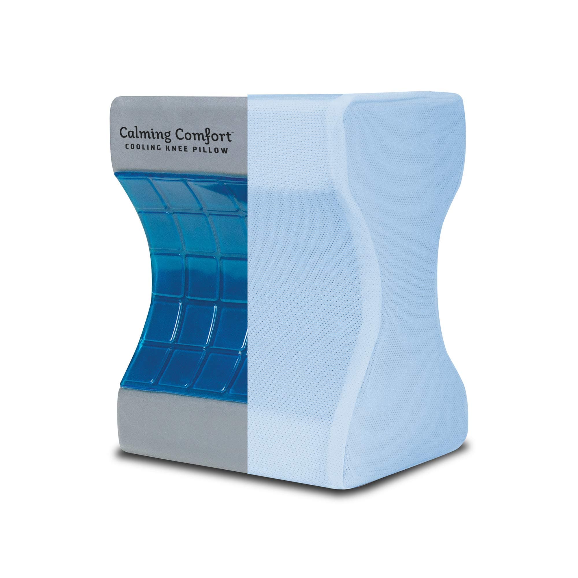 Calming Comfort Cooling Knee Pillow by Sharper Image- Charcoal Infused Memory Foam with Cooling Gel- Helps Side Sleepers Align Spine