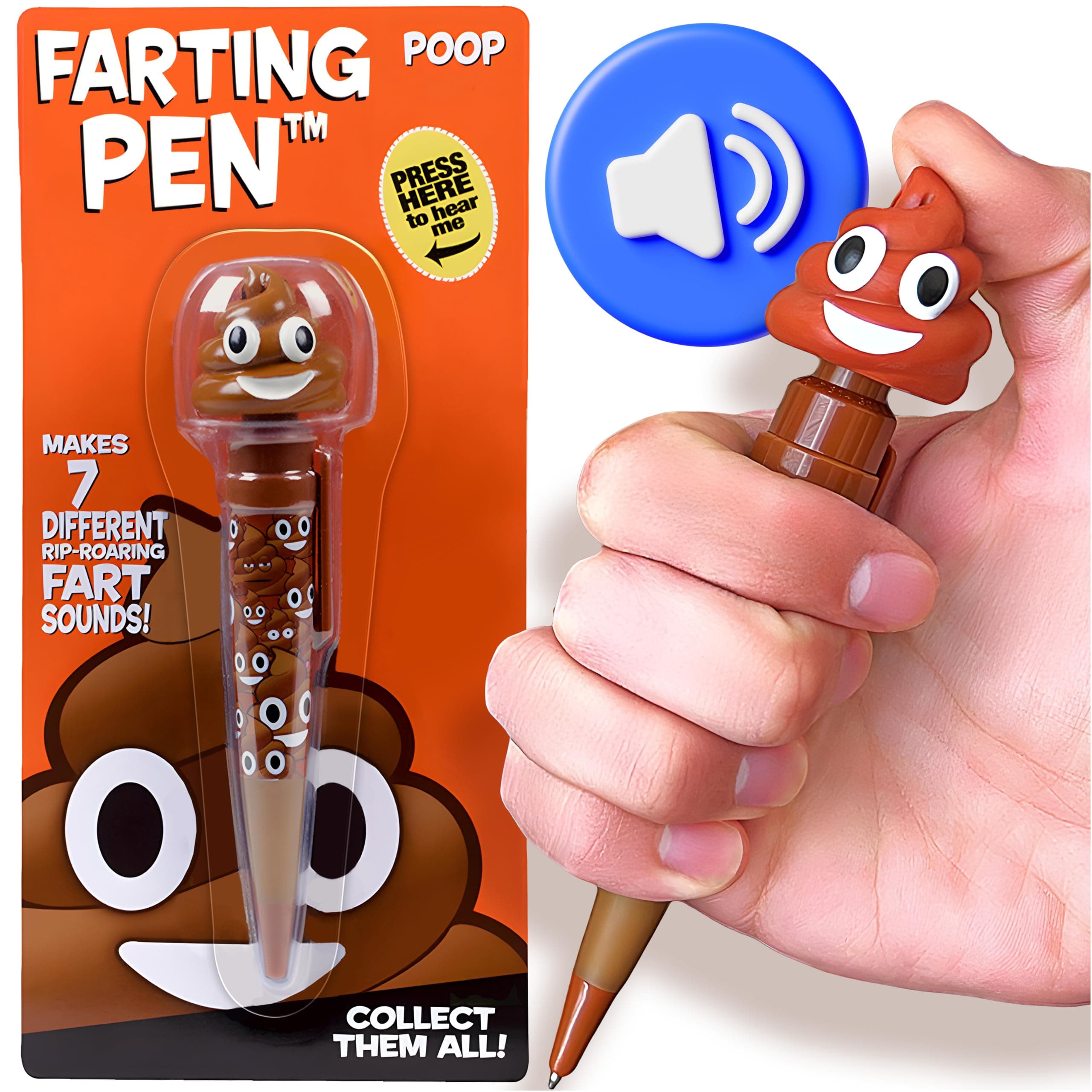 Farting Poop Pen with 7 Funny Fart Sounds - Easter Basket Stuffers for Teens & Kids, Silly Novelty Gag Gift for Boys & Girls, Easter Toys Essentials, Great for Birthdays, Funny Gift (Classic)