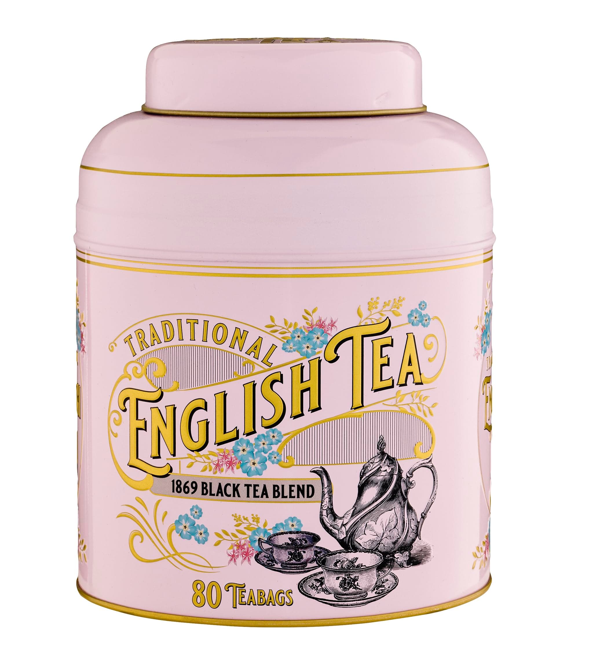 Vintage Victorian Tea Caddy with 80 English Teabags (Rose Pink)