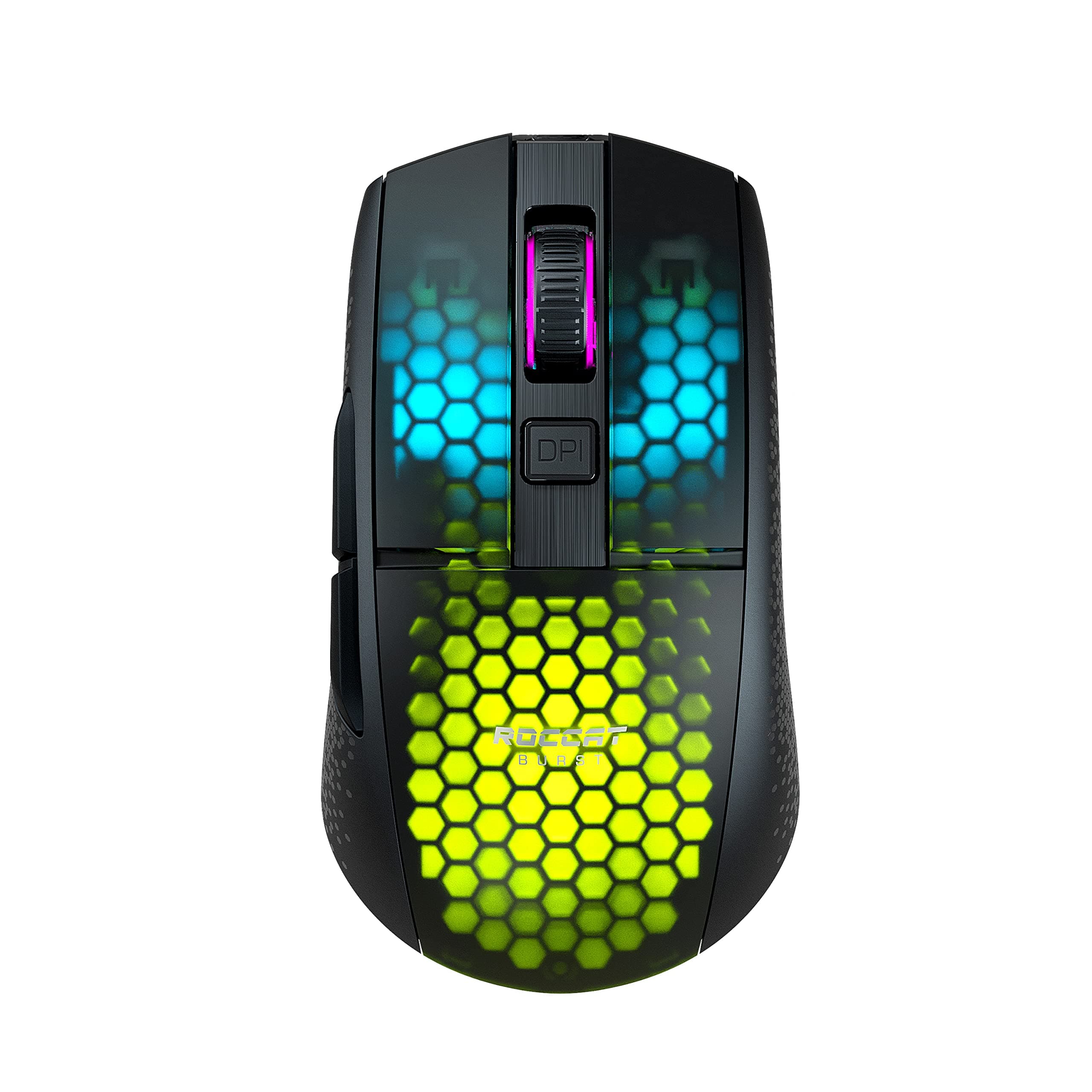 ROCCAT Burst Pro Air Lightweight Symmetrical Wireless RGB Gaming Mouse With 19K DPI Optical Owl-Eye Sensor, Switches, Titan Wheel, 81-Gram Weight - Black, ROC-11-430