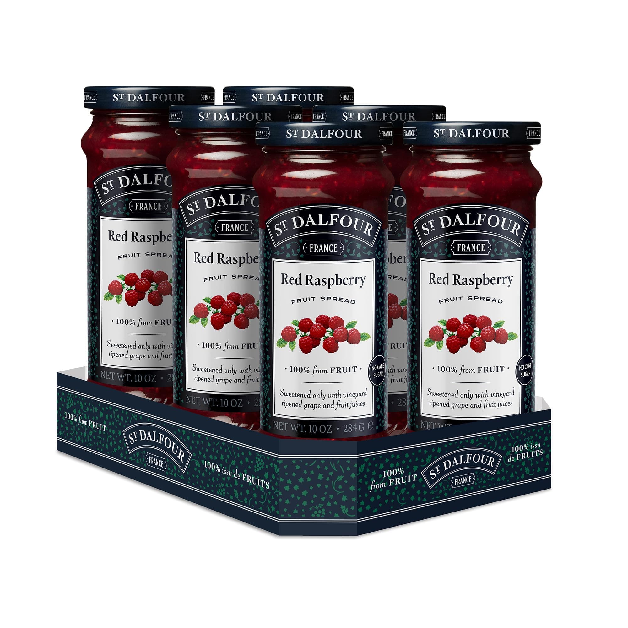 Red Raspberry Fruit Spread - 10oz - 100% from Fruit, No Artificial Ingredients, Non-GMO, No Cane Sugars, All Natural - Pack of 6