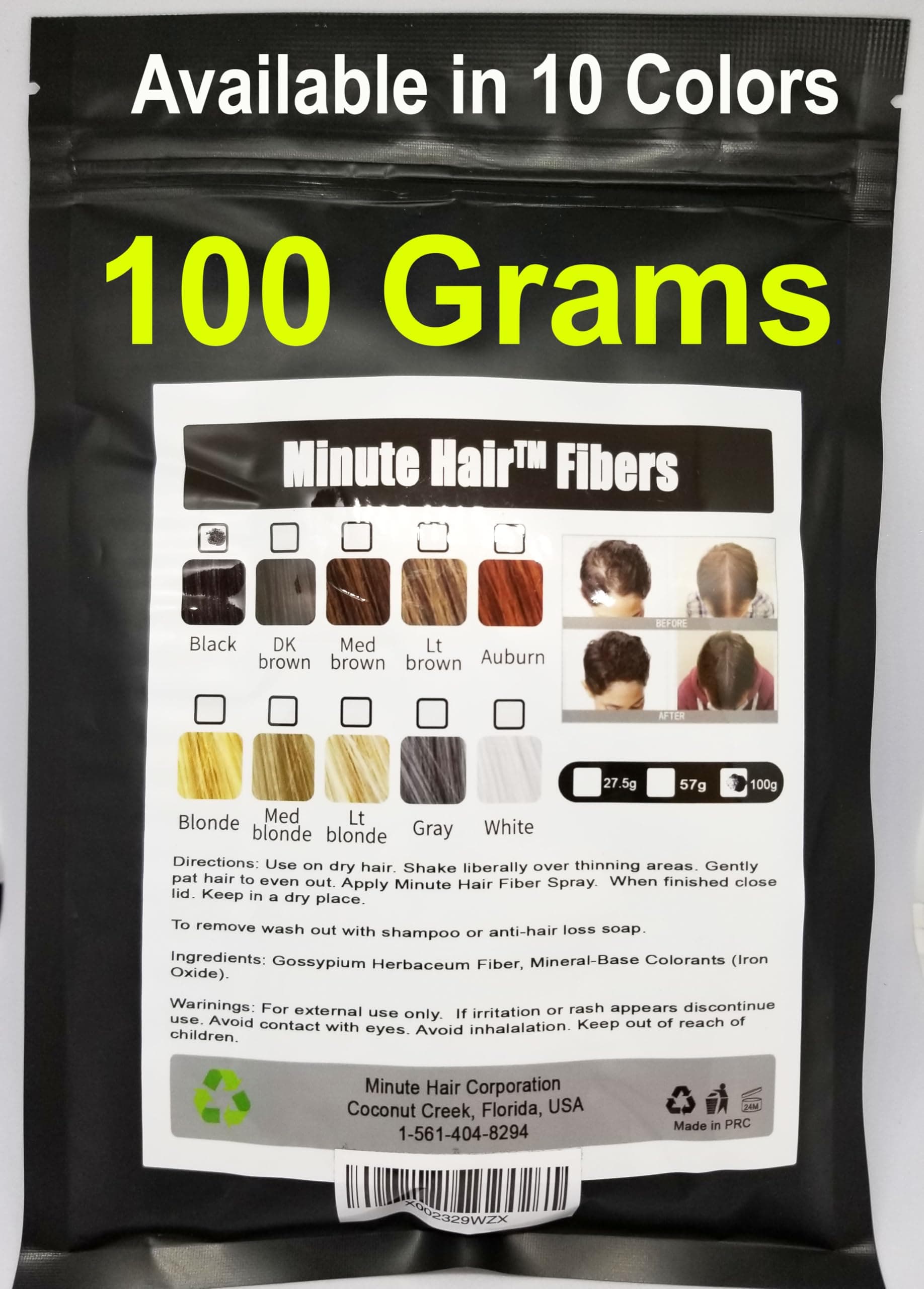 Hair Building Fibres 100g (3.5 oz) Minute Concealer Hair Refill That You Can Use for Your Bottles From Competitors Like Toppik, Xfusion (Dark Brown)