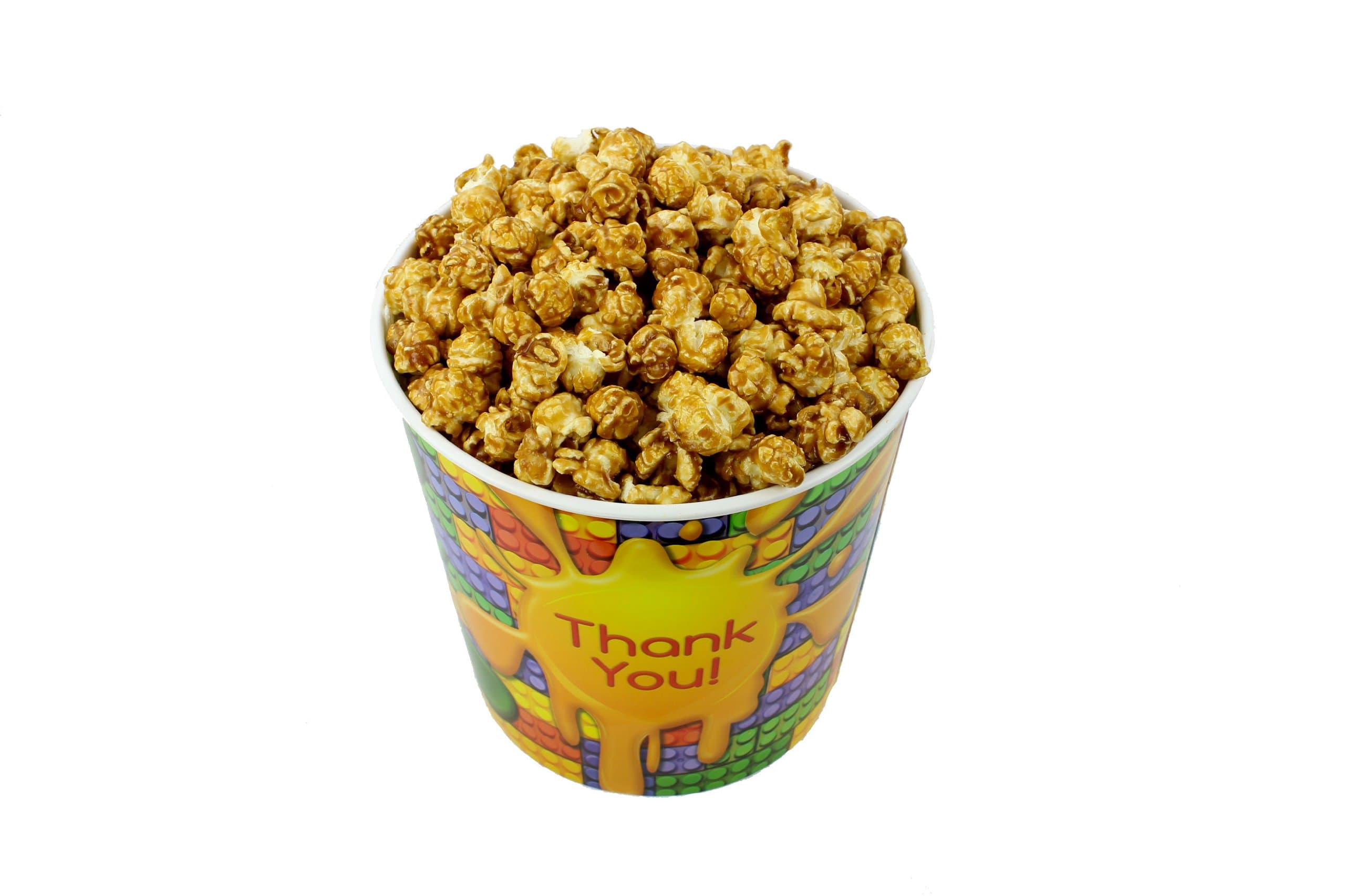 Signature Popcorn1-Gallon “Thank You!” Reusable Lego-Style Gift Bucket, Caramel Popcorn, Gourmet Snack, Gluten-Free, Holiday or Appreciation Gift, Sweet Popcorn Treat