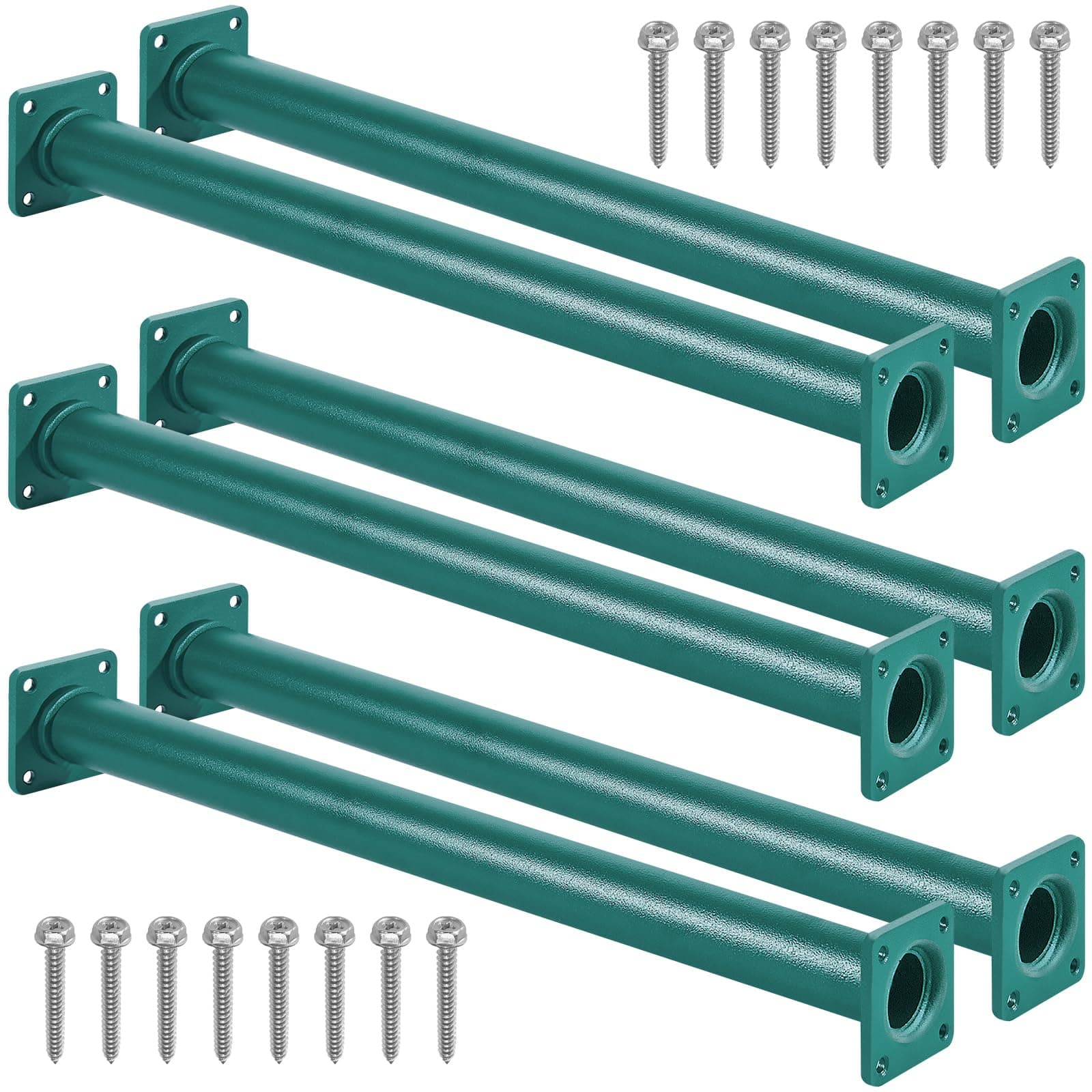 Set of 6 Monkey Bars for Backyard - Metal Ladder Rungs for Playset, Outdoor Playground Safety Climbing Handles - 16.5 inch, Green