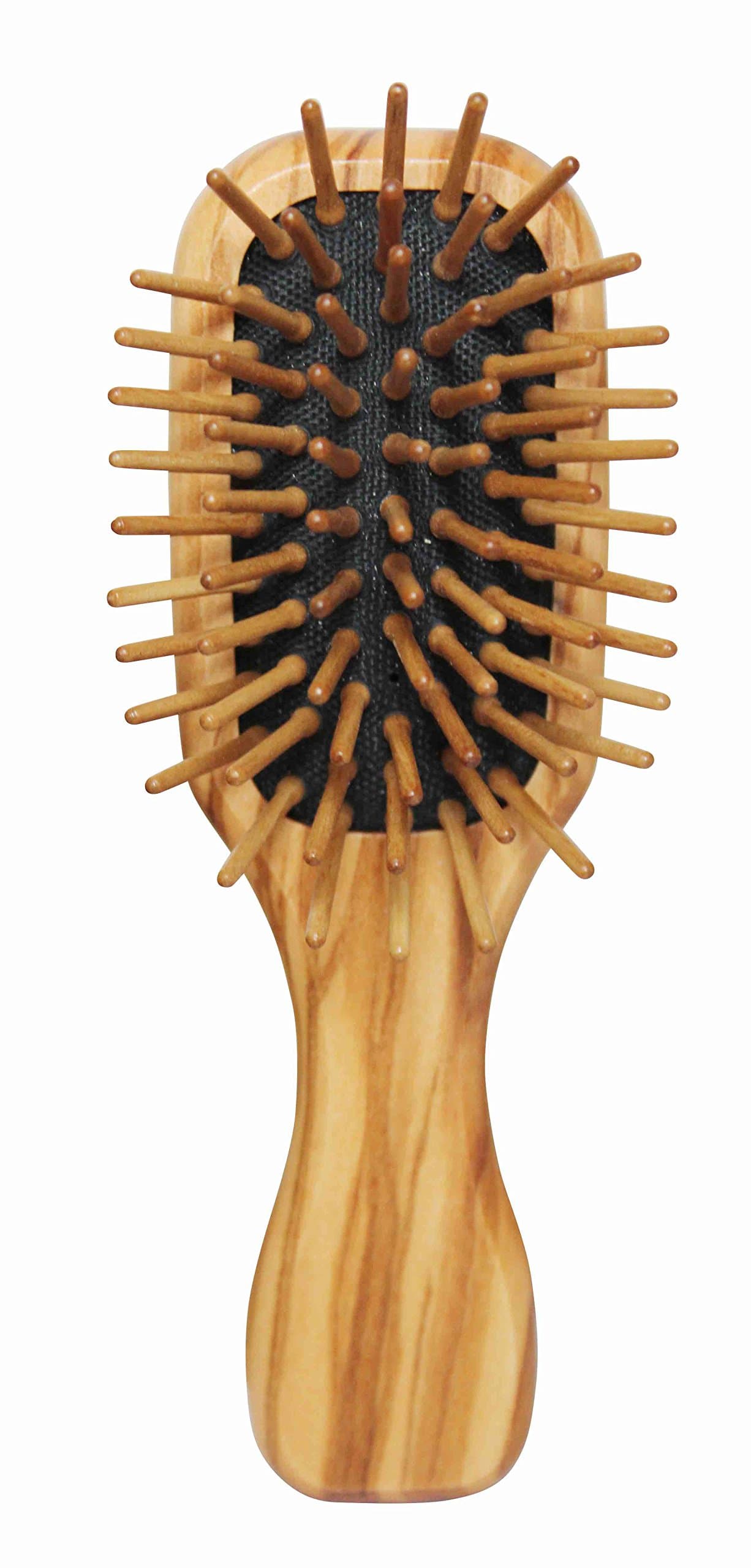 Lilywoods Mini Travel Size Wooden Hairbrush - with Rubber Cushion and Olive Wood Pins - Rectangular