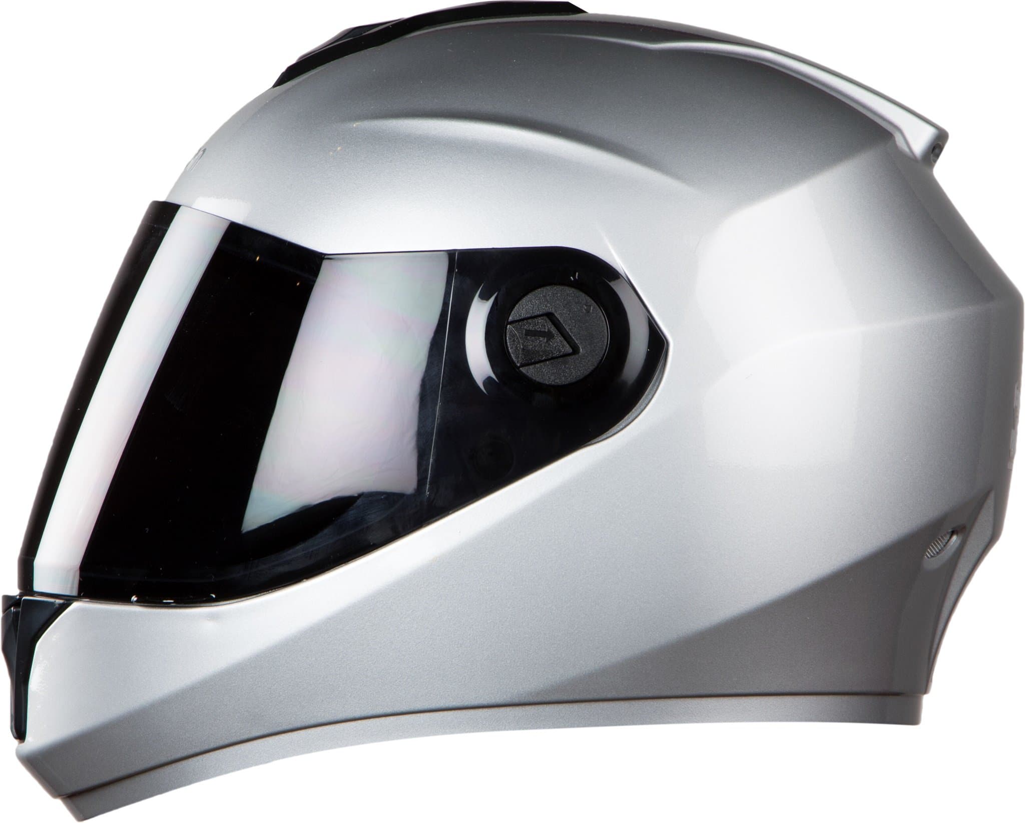 Steelbird SBH-11 7Wings Full face Helmet In Glossy Finish with Smoke Visor (Large 600 MM, Silver)