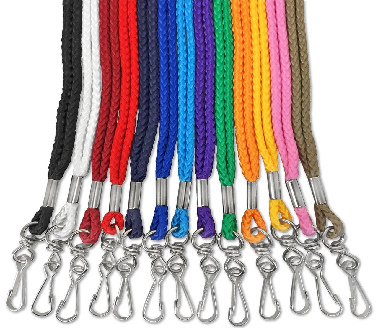 100PCS Rope ID Neck Lanyards with Swivel J Hook for ID Cards/Badges (Assorted Color)