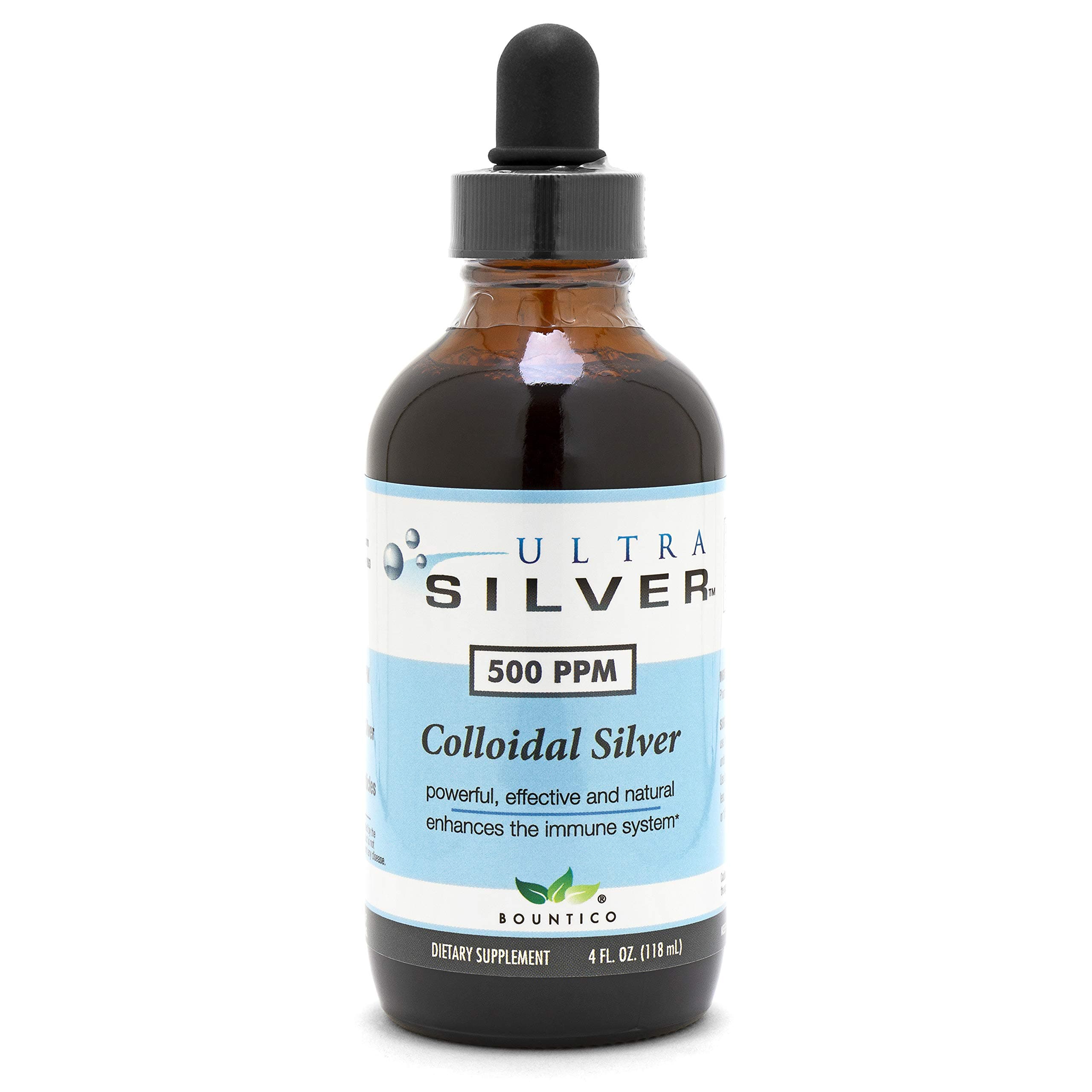 Ultra Silver® Colloidal Silver | 500 PPM, 4 Oz (118mL) | Mineral Liquid Supplement | True Colloidal Silver - with Dropper