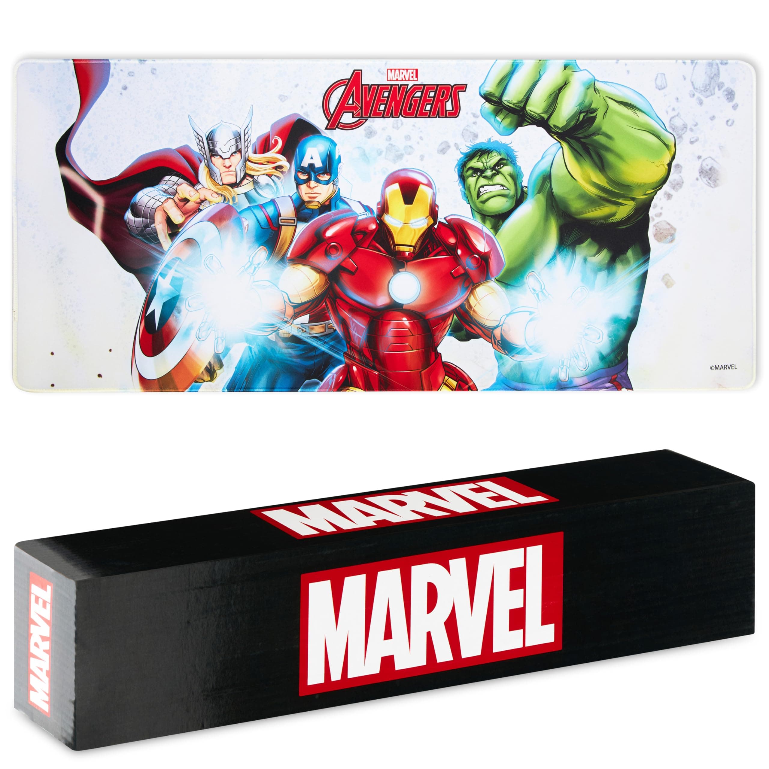 Marvel Avengers Desk Mat Large Mouse Mat 80 x 36 cm Desk Protector Mat PC Laptop Keyboard Groot Spiderman Gifts (White Avengers)
