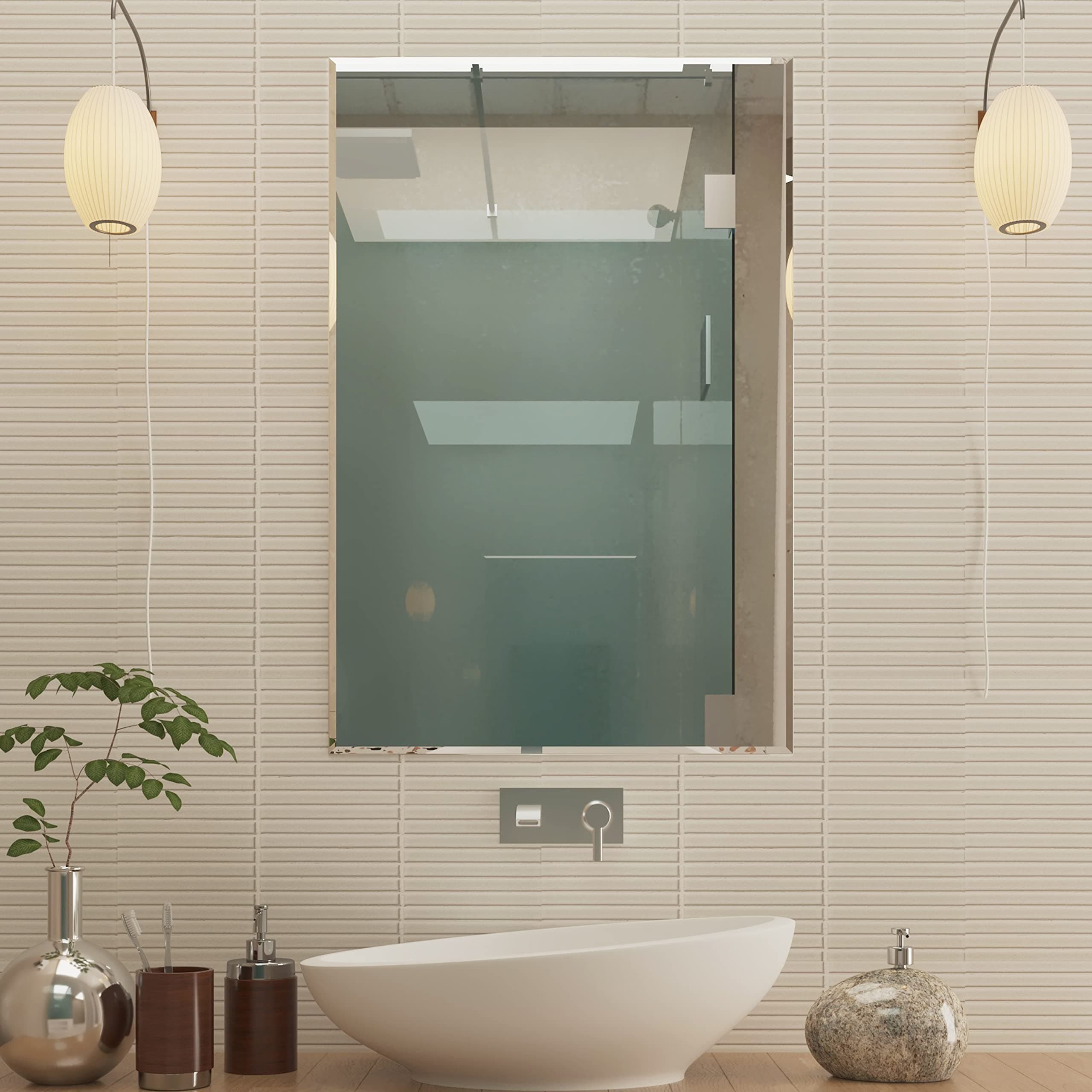 Art Street Frameless Wall Mirror for Home Decor, Rectangle Bevelled Glass Mirror for Bathroom (Silver, 12 x 18 Inches) (Frameless, Rectangular)