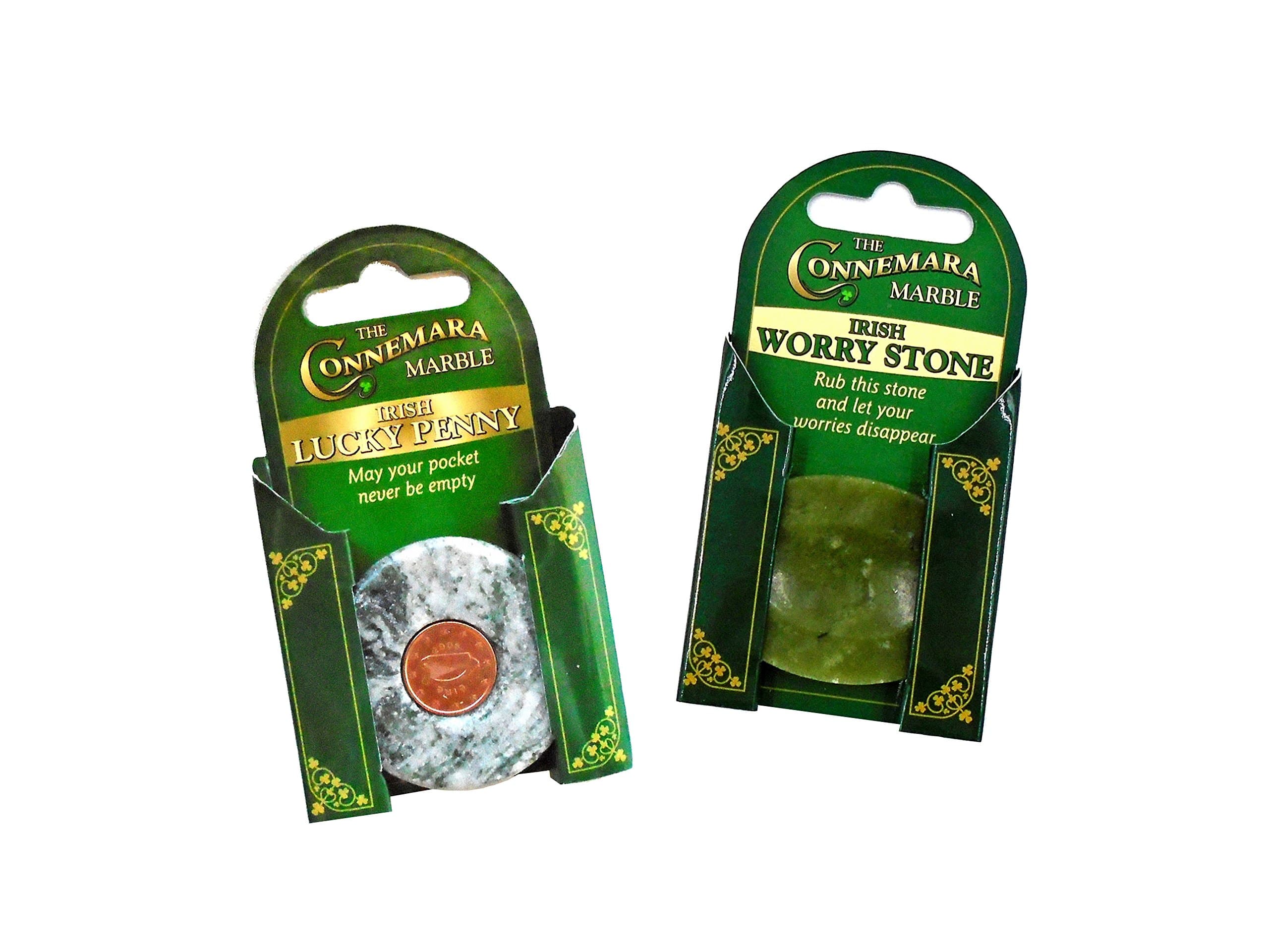 (Set of TWO) Irish Connemara Marble Worry Stone AND Lucky Penny