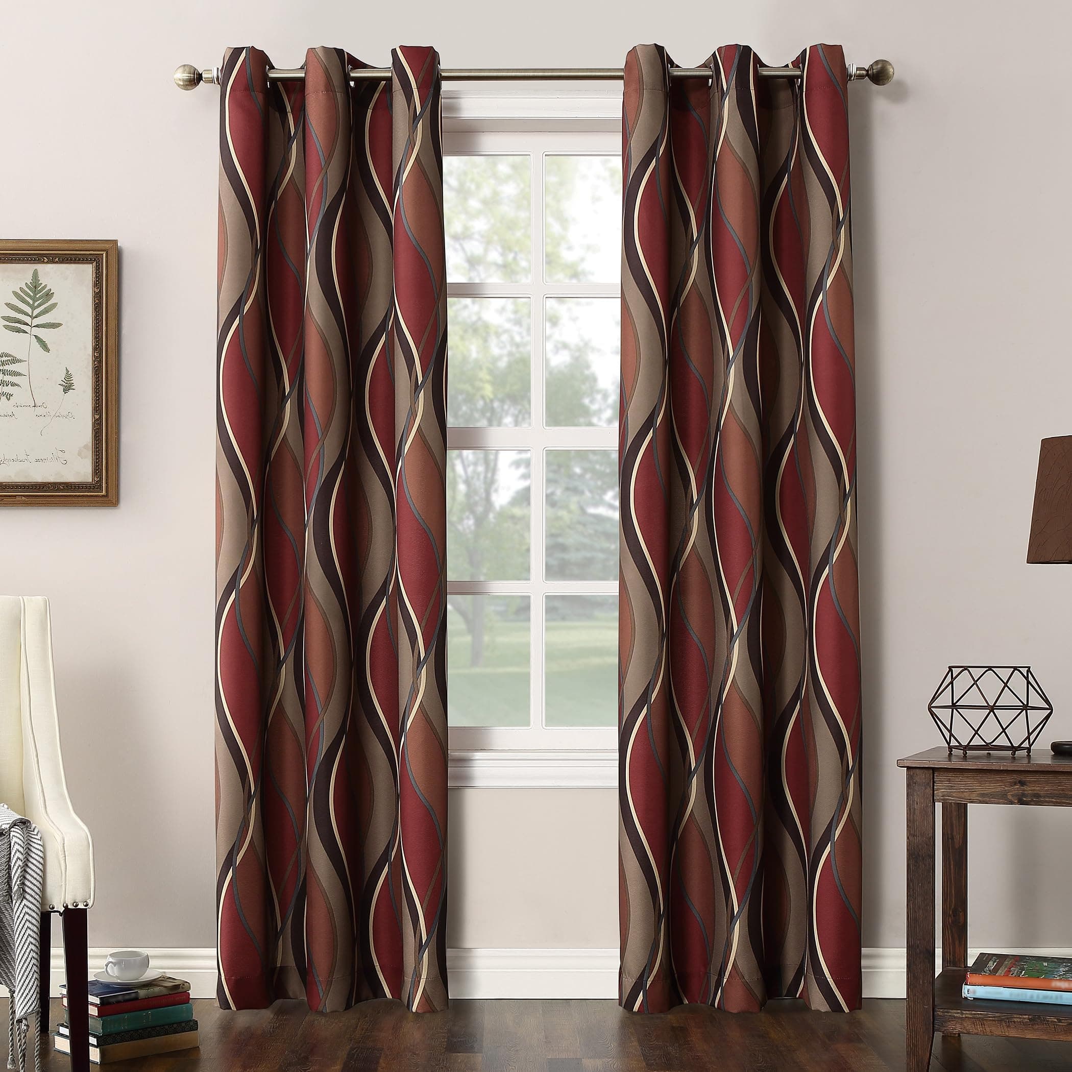No. 918 Intersect Ogee Print Semi-Sheer Grommet Curtain Panel