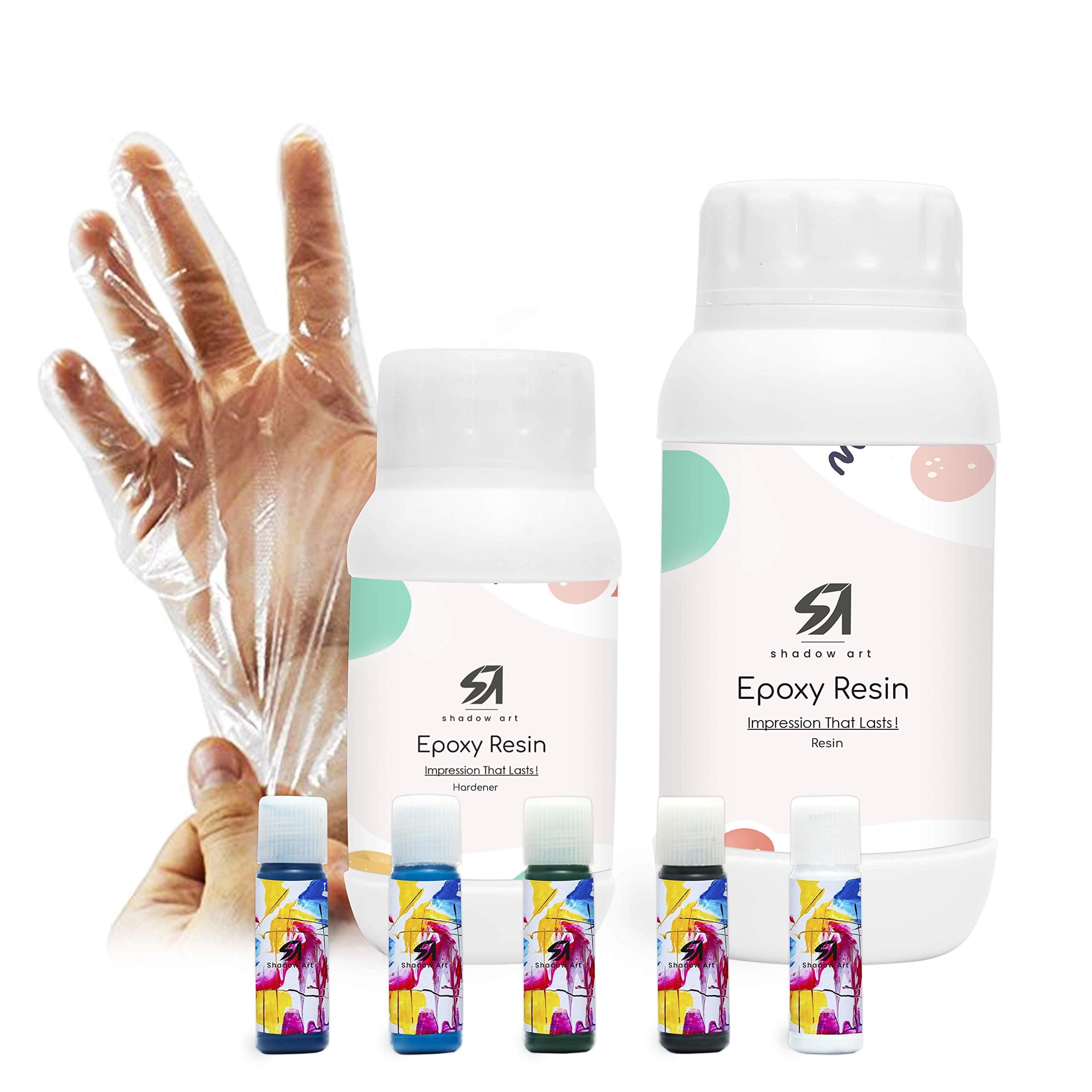 Shadow Art Epoxy Resin Art Kit 400g with 5 Colour Pigments Materials & Tools for Beginners | 2:1 Ratio Clear Epoxy Resin and Hardener Set | Long Lasting Smooth Finish| All Surface and Bubble Free