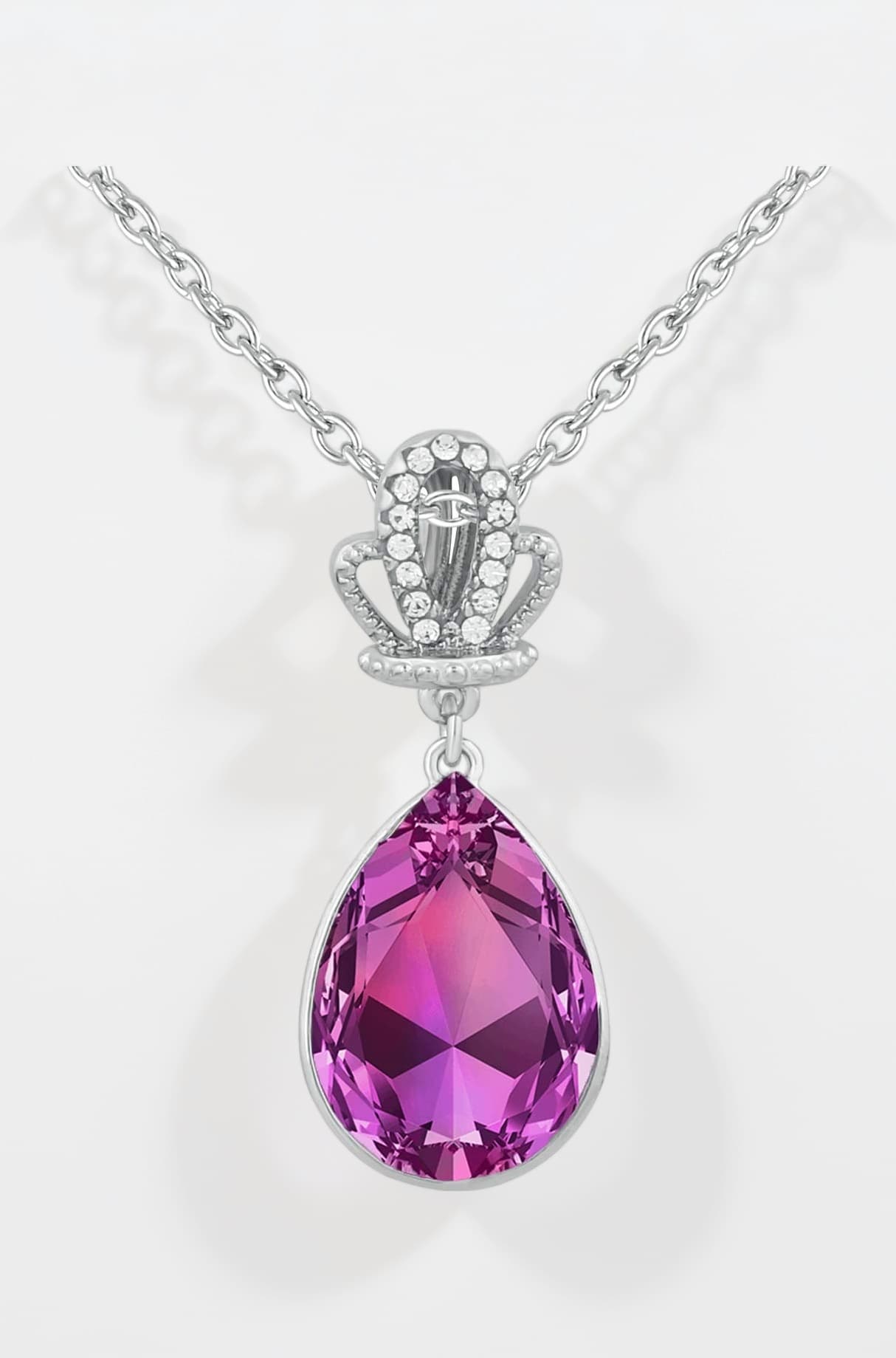 Rhodium Plated Designer Solitaire Crystal Pendant for Women (PAPS2101681PR)