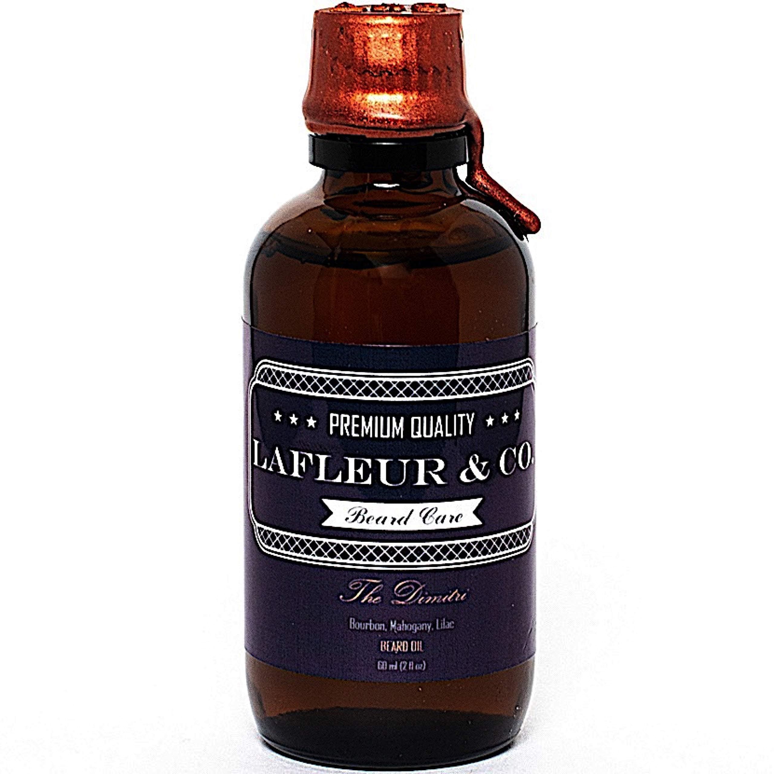 LaFleur & Co. Beard Oil The Dimitri (Bourbon Mahogany Lilac) - 2 fl oz subtle memorable scent, Superior beard and skin conditioning Vitamin E Aloe Vera, No Alcohol or Parabens Preservatives
