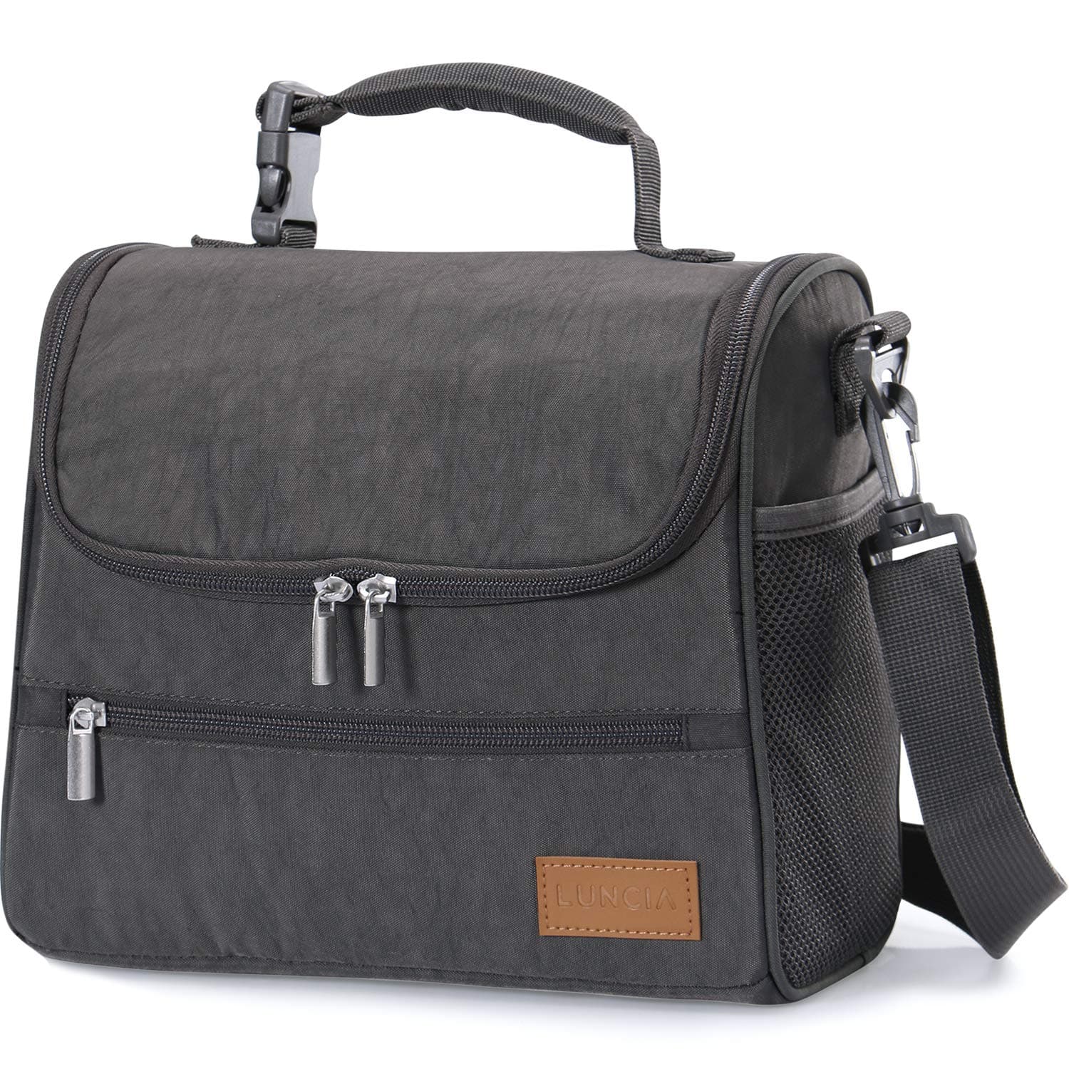 LUNCIA Insulated Lunch Bag 8L Thermal Lunch Box for Adults Men Women Bento Box for Work/School/Picnic/Camping, Grey