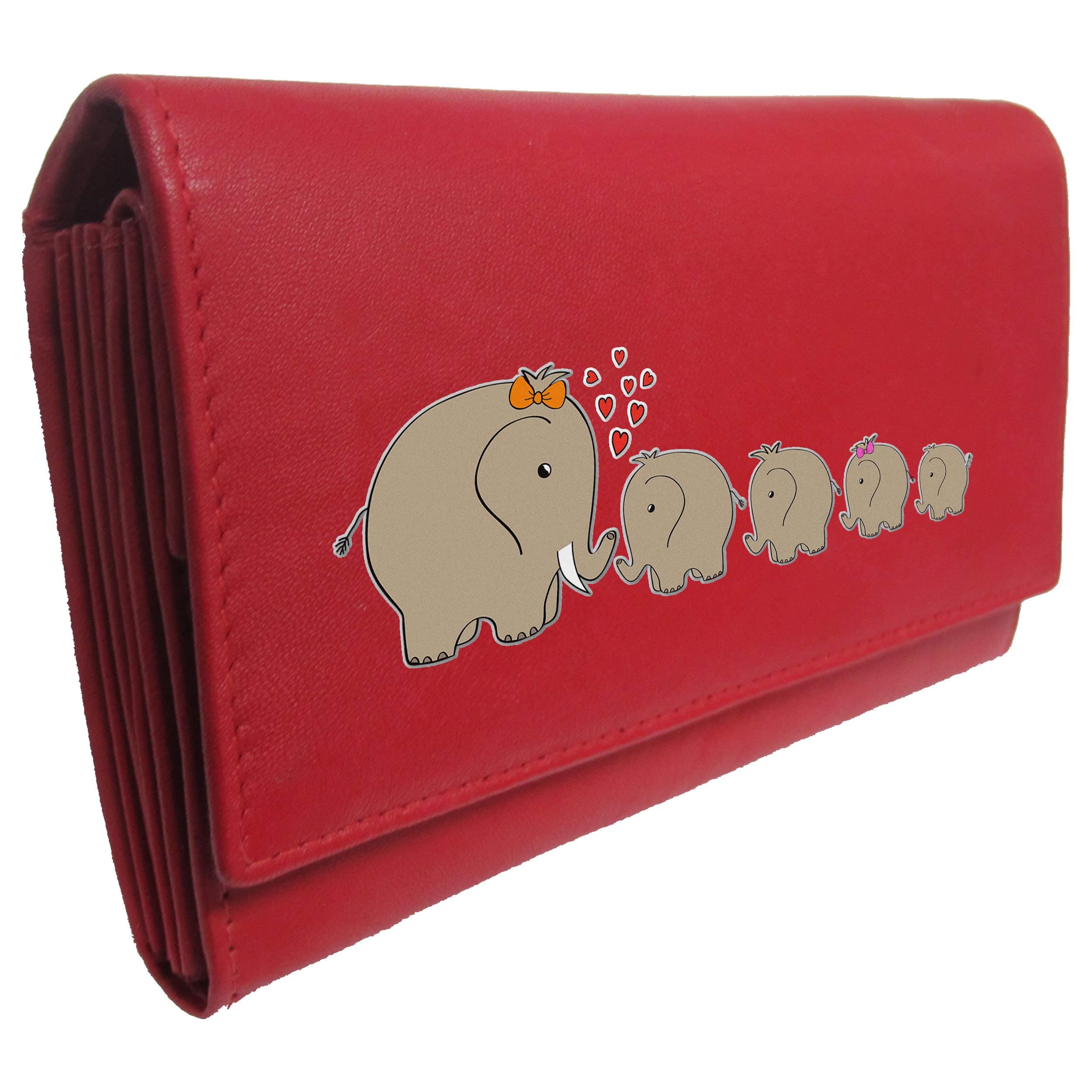 Sponsored Ad – Elephant Family Womans Red Purse Brand Image on Real Animal Leather Mother Children Accessory Gift