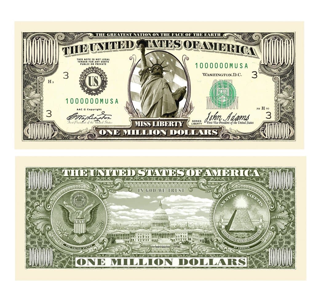 American Art Classics Pack of 5 - Traditional Million Dollar Bill