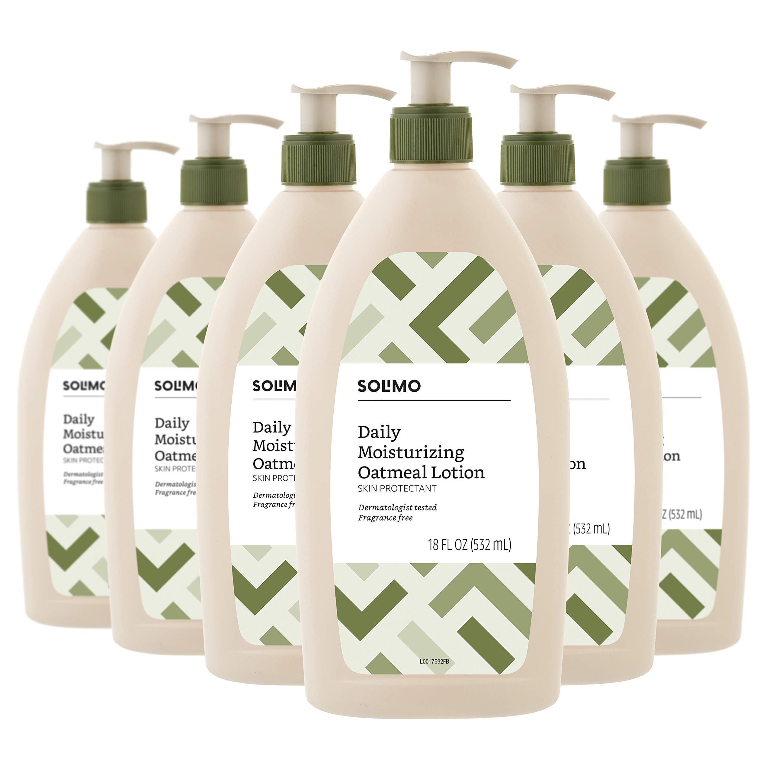 Amazon Brand - Solimo Daily Moisturizing Oatmeal Lotion, Fragrance Free, 18 Fluid Ounce (Pack of 6)
