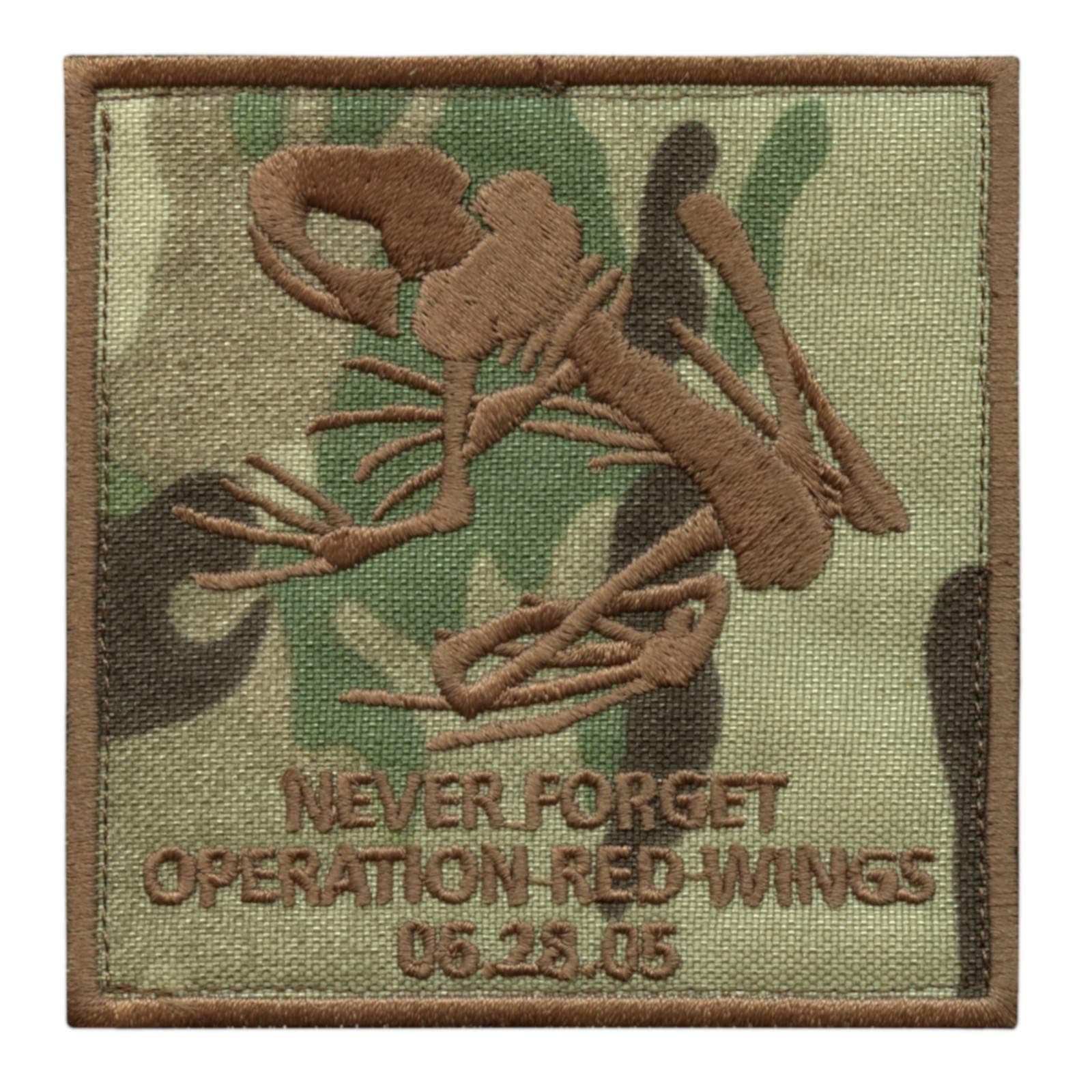 Multicam Operation Red Wings Never Forget Lone Survivor SDVT-1A Skull Frog Seals Fastener Patch