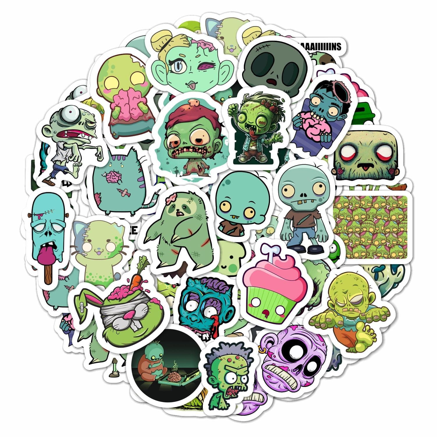 BulbaCraft 100Pcs Zombie Stickers for Kids & Adults — Toys for Boys and Girls, Gifts, Birthday Party Decorations, Party Supplies and Favors