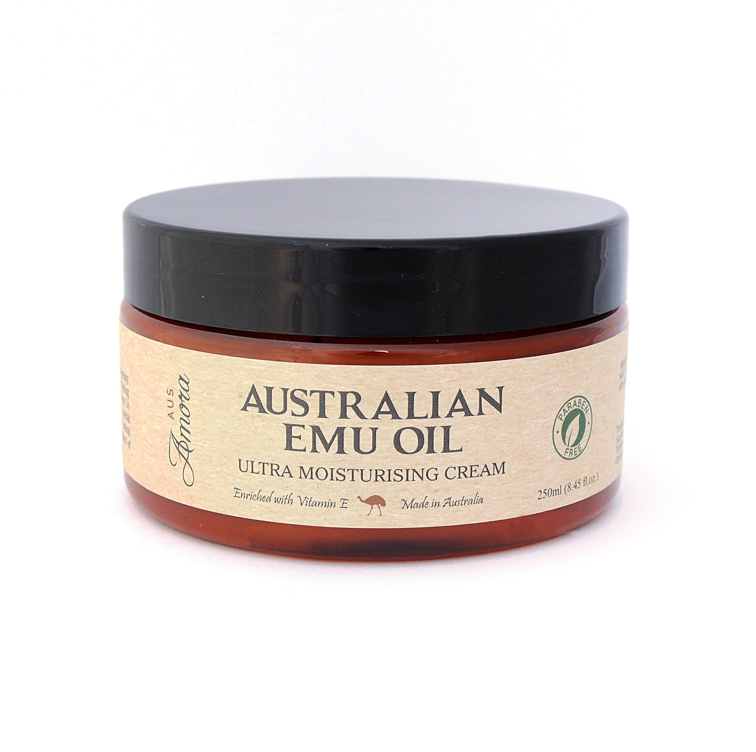 Amora Cosmetics Australian Emu Oil Cream for Face and Body (8.45 oz), Pharmaceutical Grade Emu Cream, Super Strength Moisturizer Lotion, Made in Australia