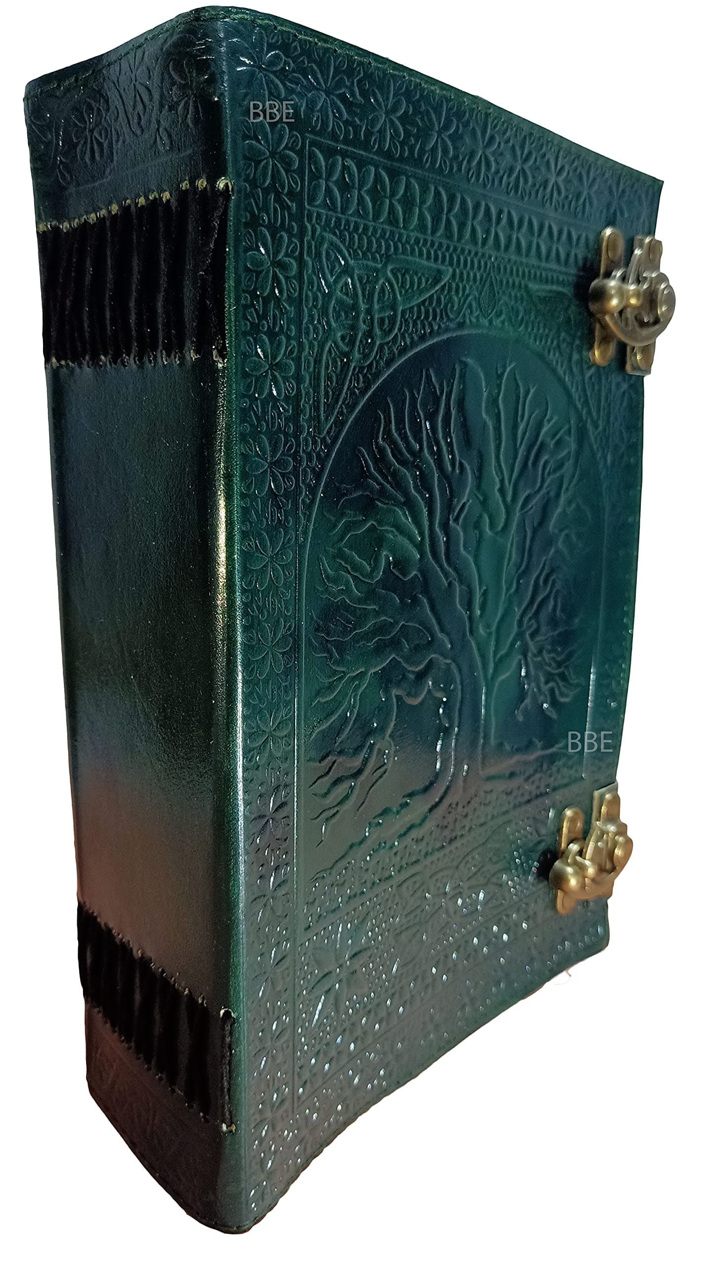 600 pages large tree of life journal | leather journal diary | embossed large tree of life notebook | writing leather notebook | handmade leather journal | leather grimoire | leather sketchbook 7 x 10 Thread Bound ( Dark Green )
