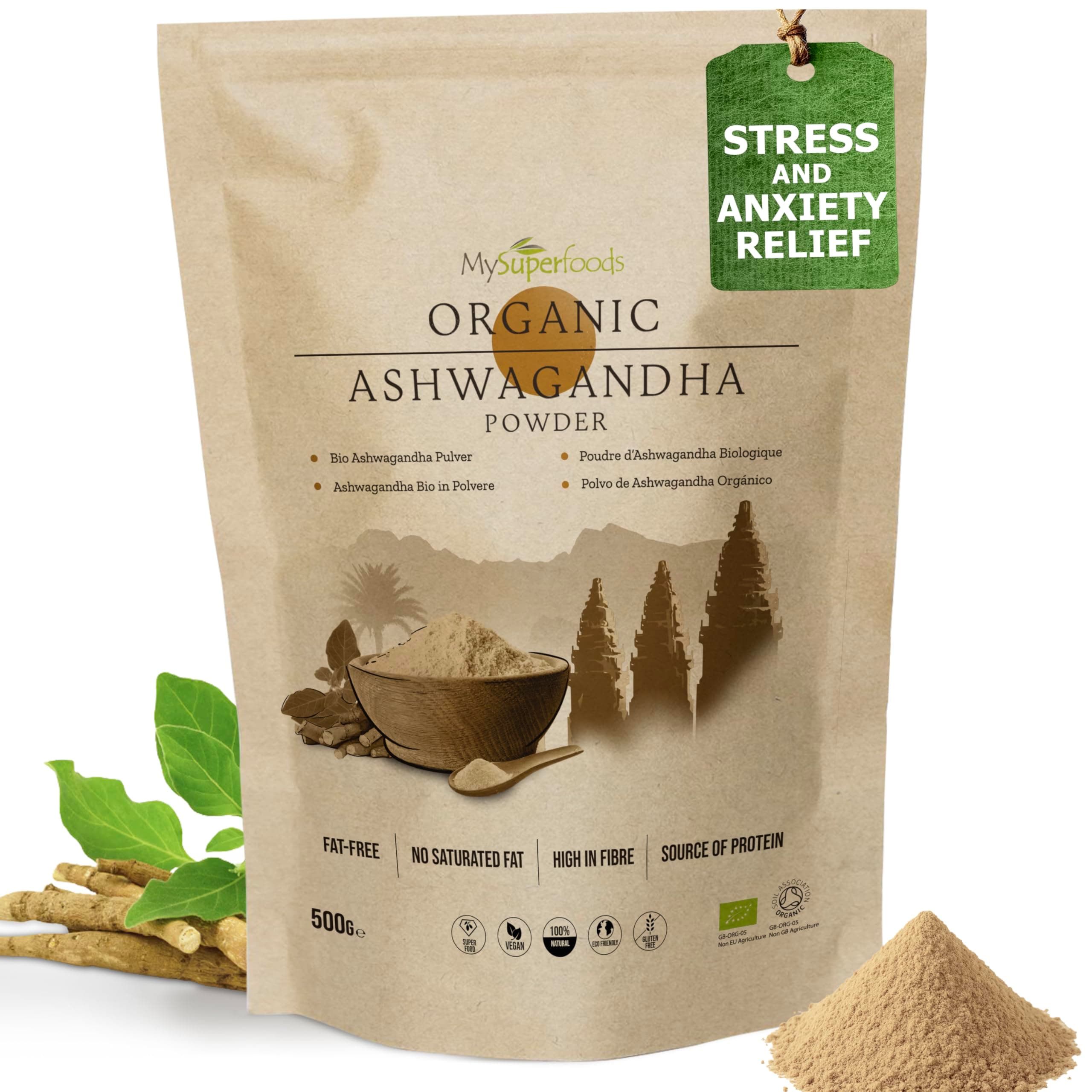 Organic Ashwagandha Powder 500g, Rich Source of Vitamin B6 & B12
