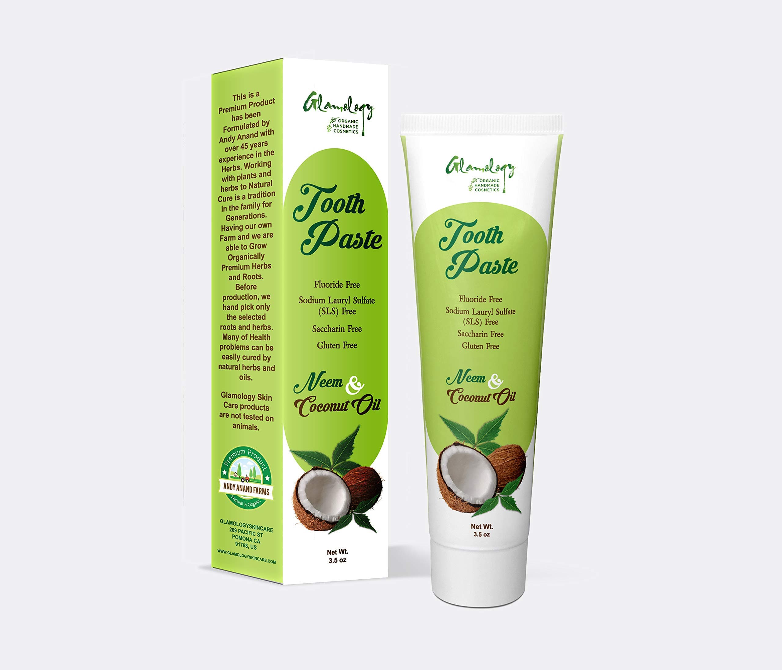 Herbal Whitening Neem Toothpaste, Fluoride-free, Antiplaque, Extreme Whitening Advanced gum Protection Toothpaste MADE From COCONUT, NEEM, CLOVE, GINSENG, BRAHMI, AMLA in Light (1 Pack)