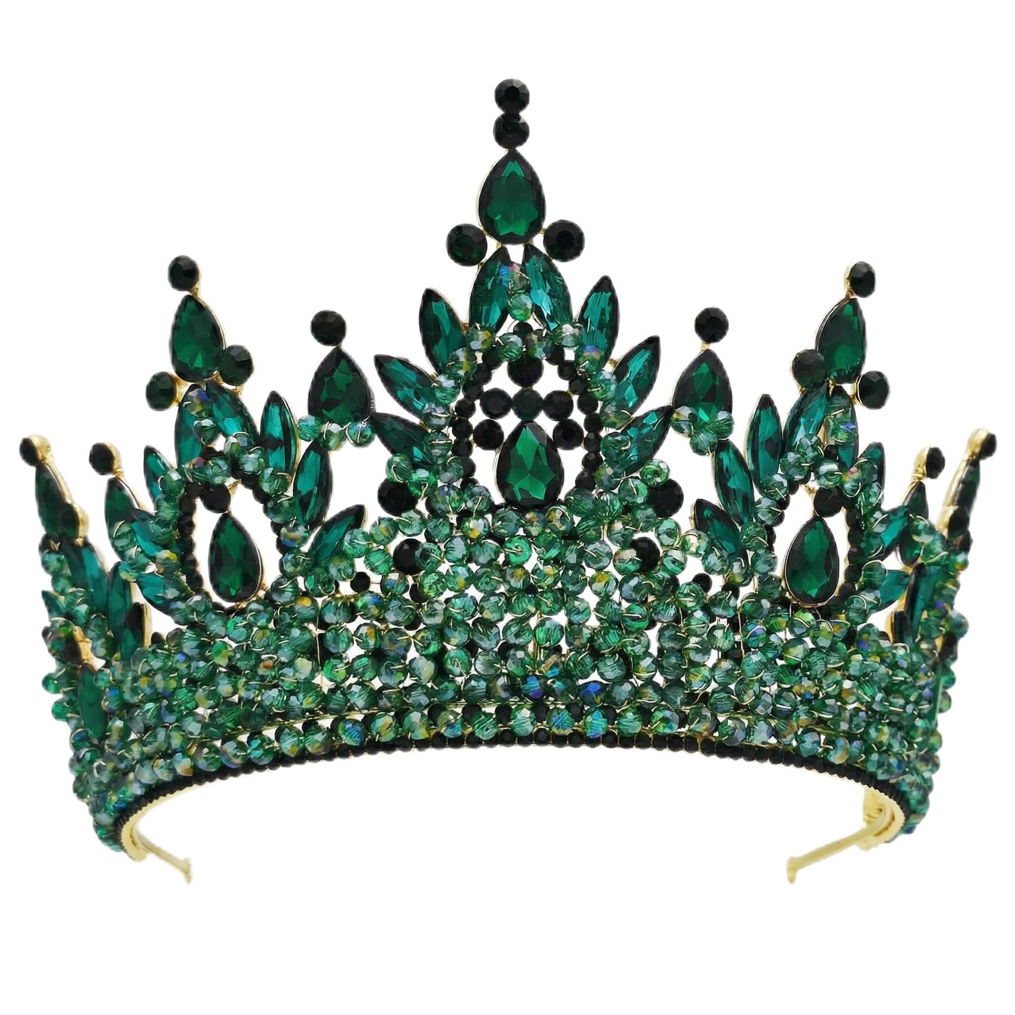 Large Tiaras and Crowns for Women Crystal Tall Pageant Crowns Rhinestone Royal Queen Headband Princess Quinceanera Headpieces for Wedding Birthday Prom Party Costume Cosplay