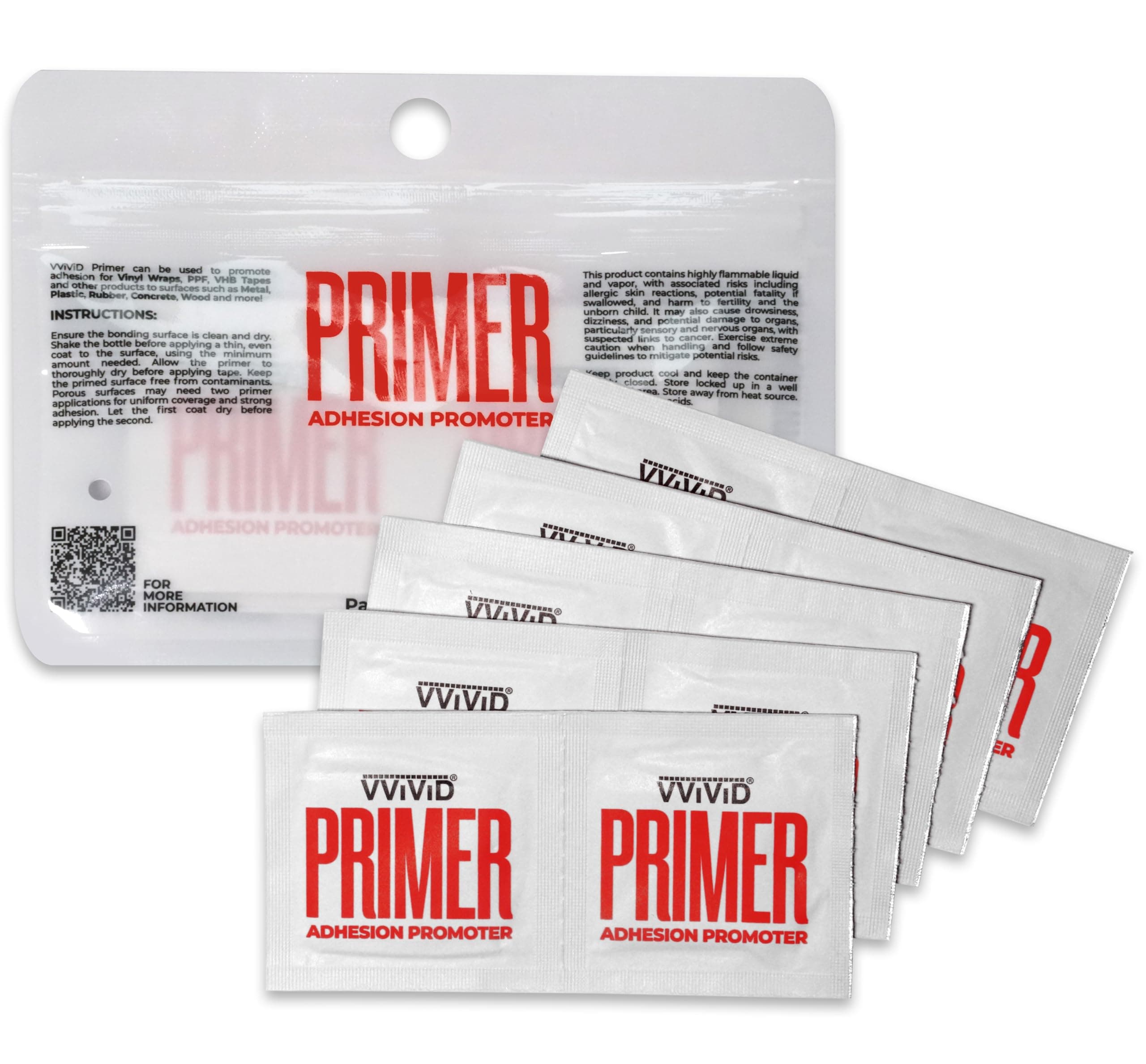 VViViD Primer Adhesive Promoter (2 ML Wipes - 10 Pack), for Painting, Metal, Plastic, Vinyl Wrapping, Rubber, Concrete and More