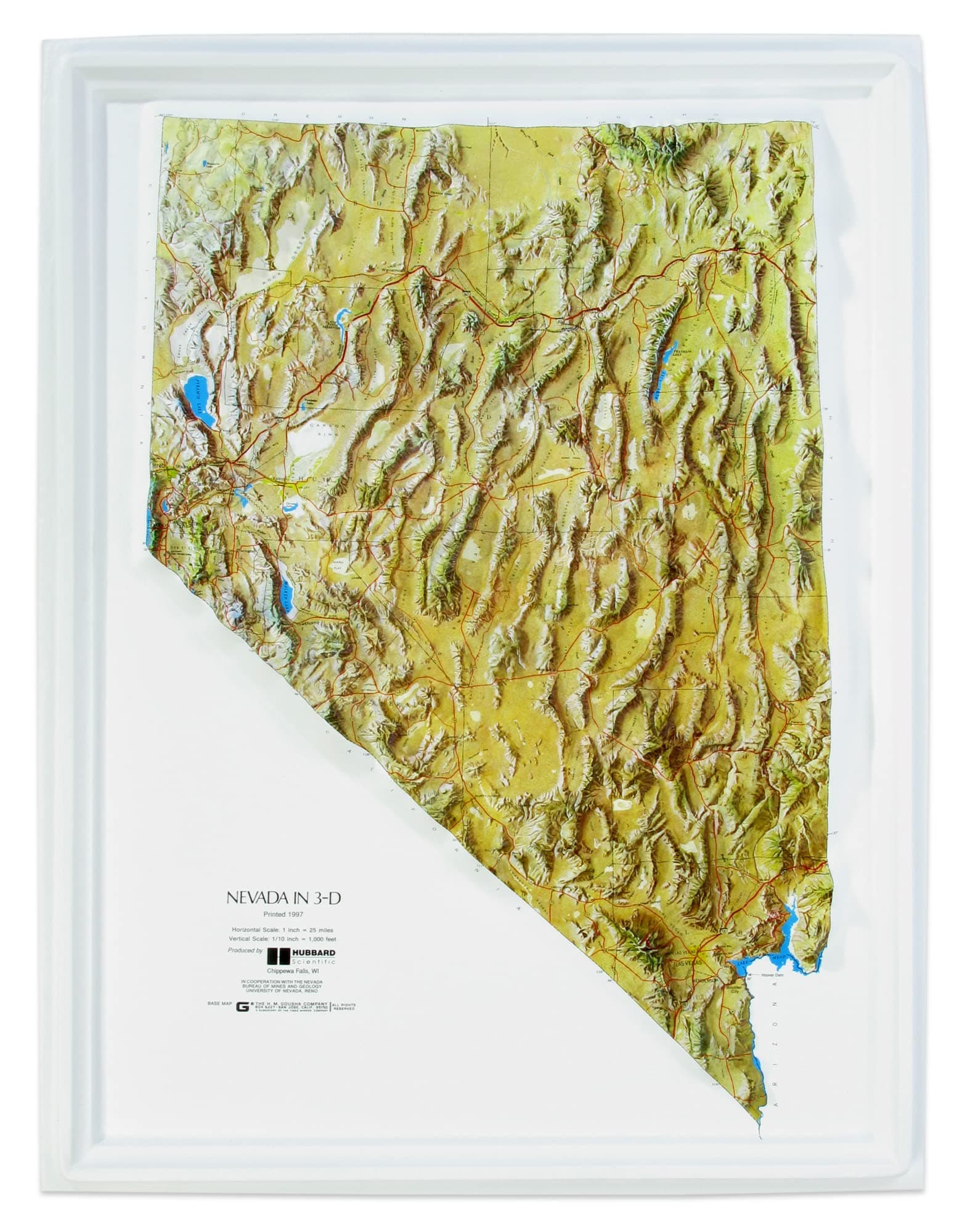 Hubbard Scientific 3D Nevada NCR 2217 Satellite Map | A True Raised Relief Map - You Can Feel the Terrain | Vacuum-formed Molded Map | 22" x 17"| Detailed Topography