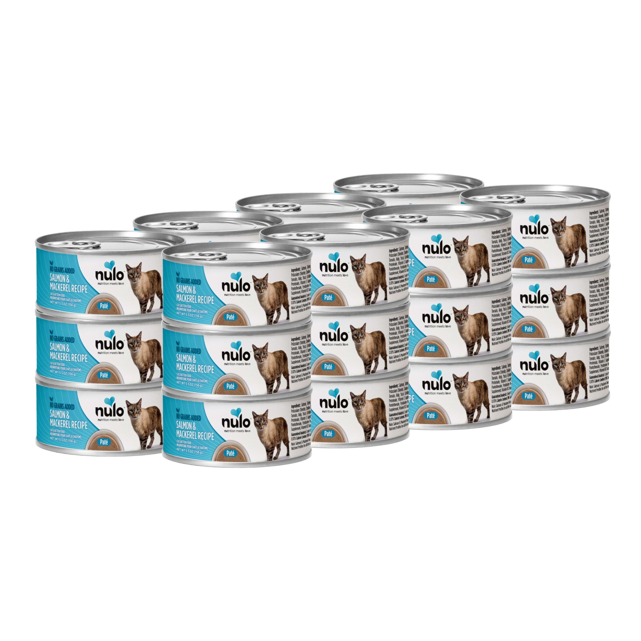 Nulo Salmon & Mackerel Recipe Pate Wet Canned Cat Food, 5.5 Ounce (Pack of 24)