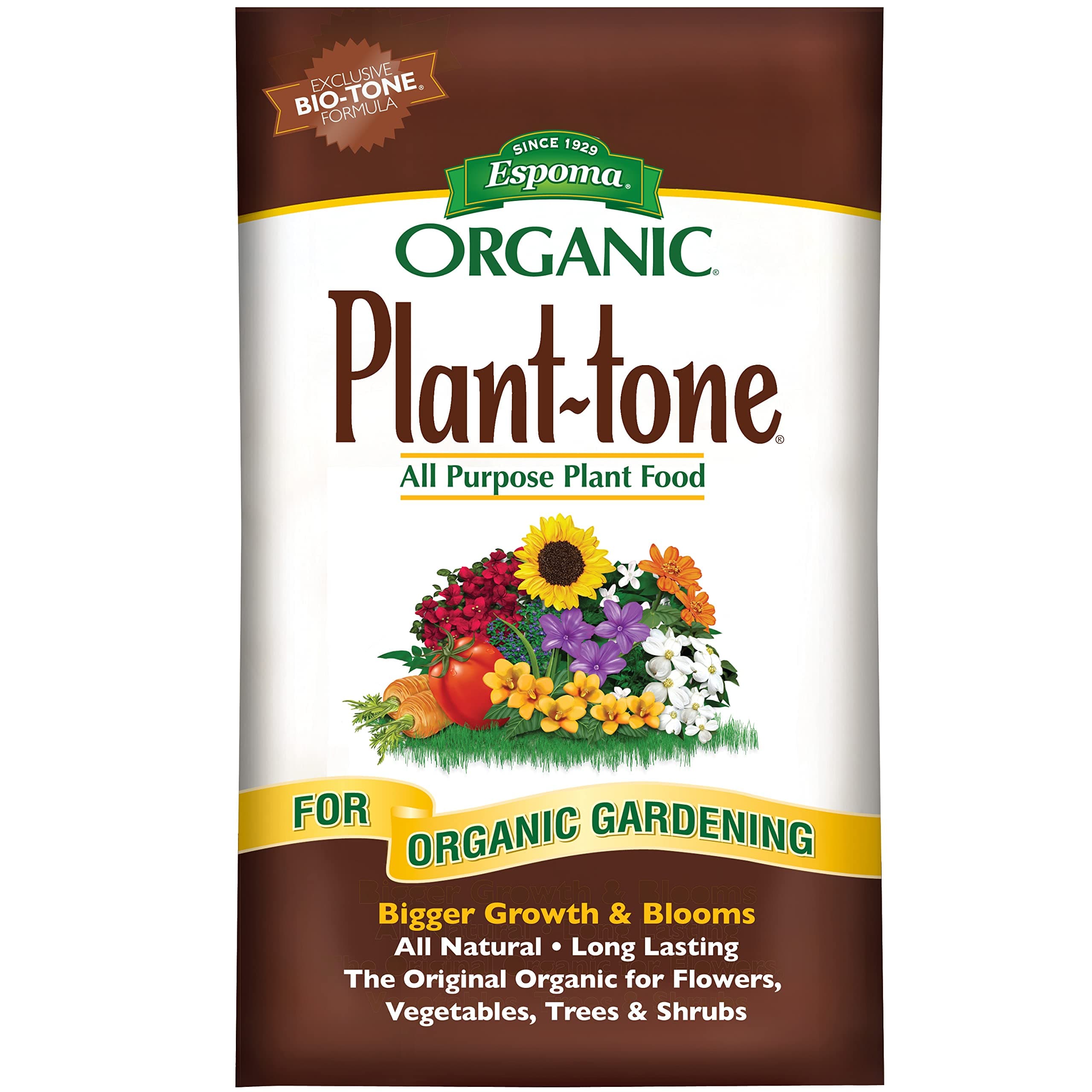 Espoma Organic Plant-Tone 5-3-3 Natural & Organic All Purpose Plant Food; 36 lb. Bag; The Original Organic Fertilizer for All Flowers, Vegetables, Trees, and Shrubs
