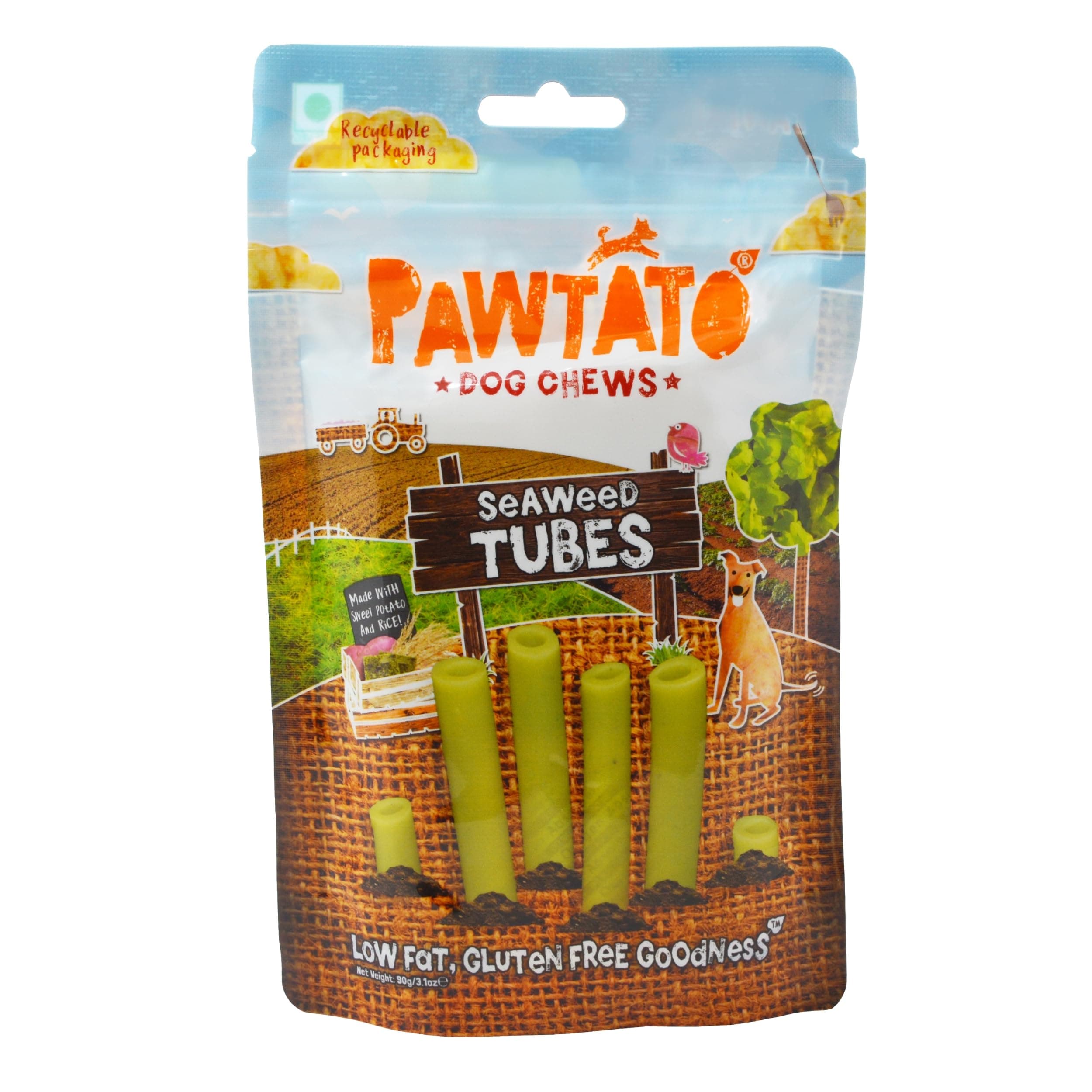 12 x Benevo Pawtato Tubes Seaweed 90g